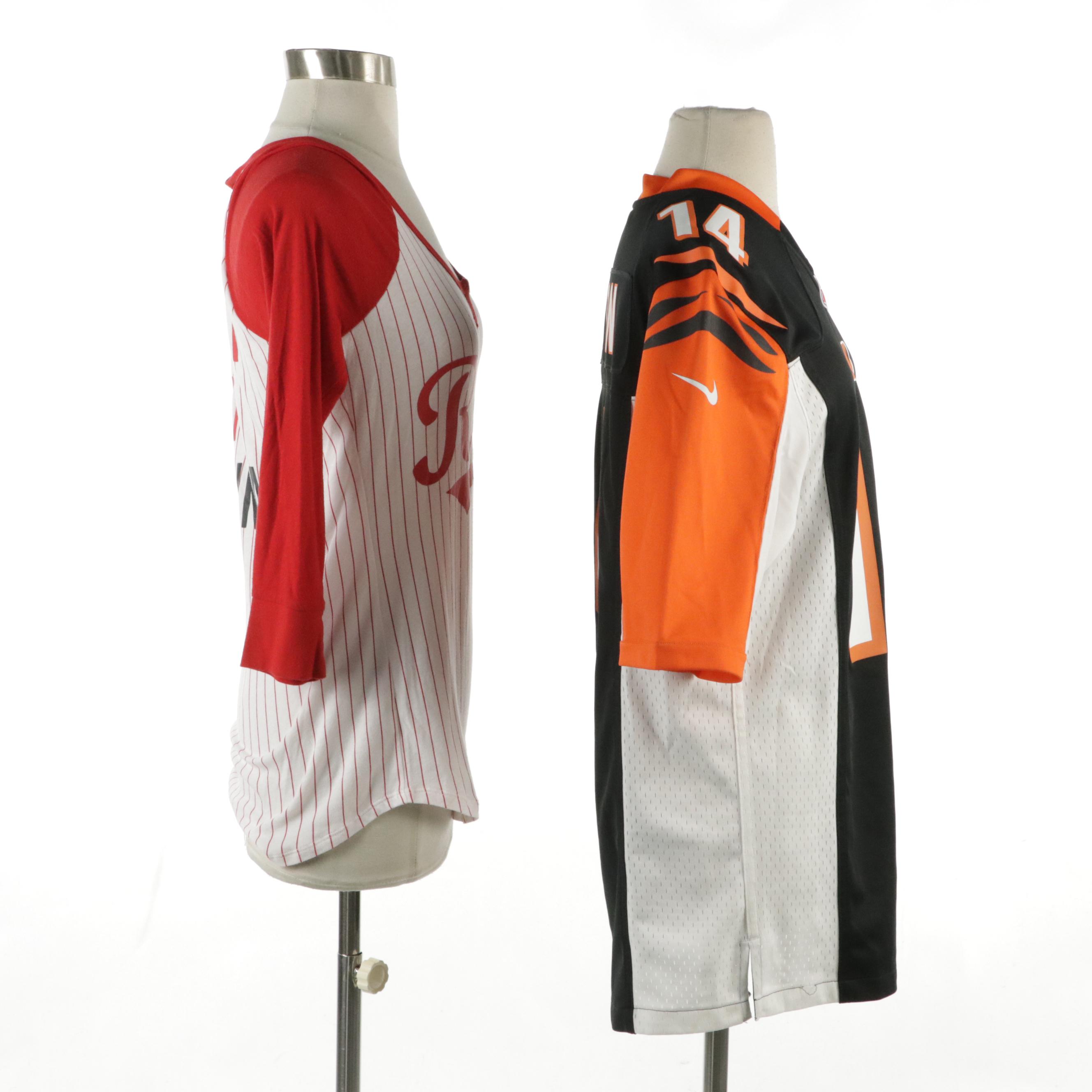Cincinnati Bengals Andy Dalton Jersey and Pink Cincinnati Reds 3/4th Sleeve Top
