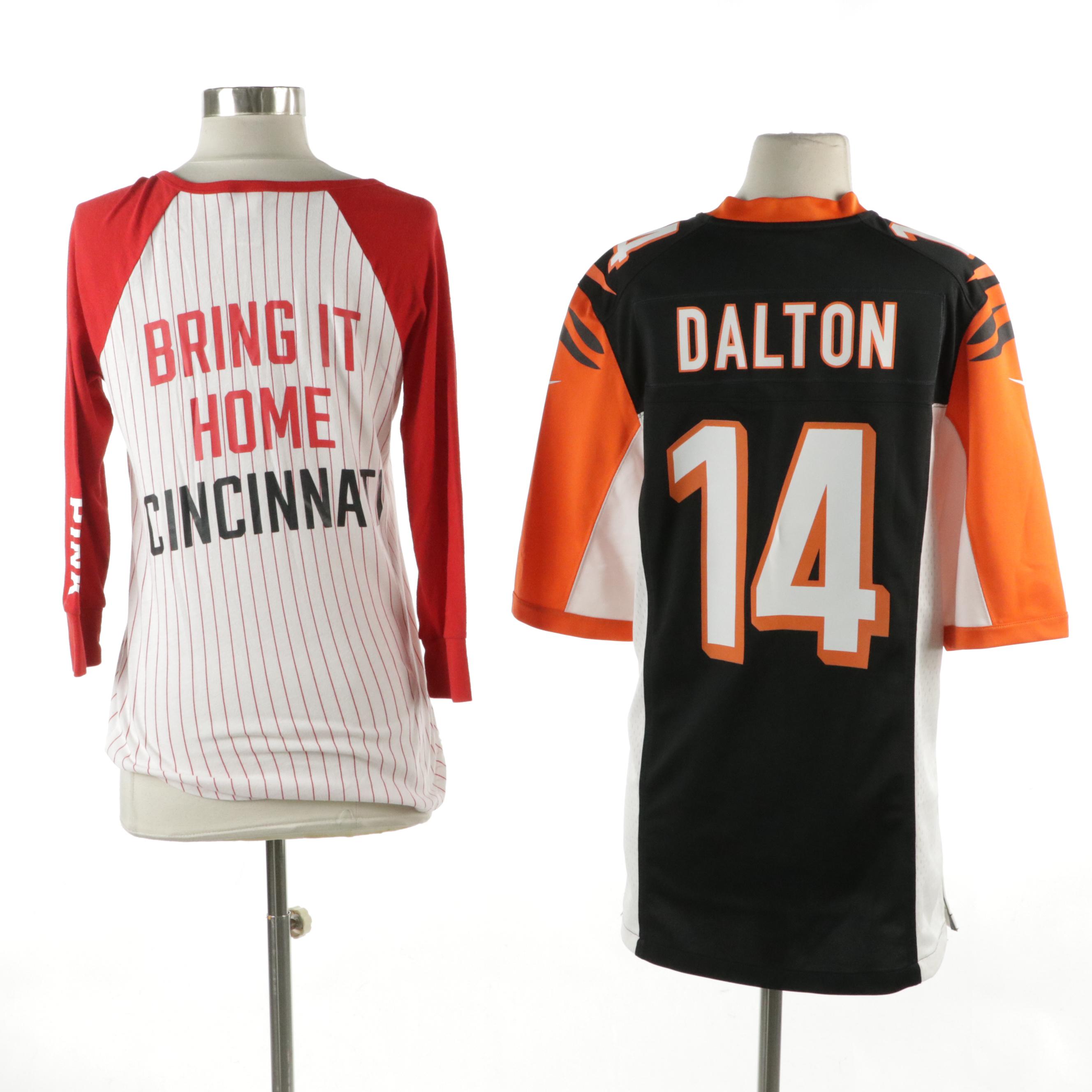 Cincinnati Bengals Andy Dalton Jersey and Pink Cincinnati Reds 3/4th Sleeve Top