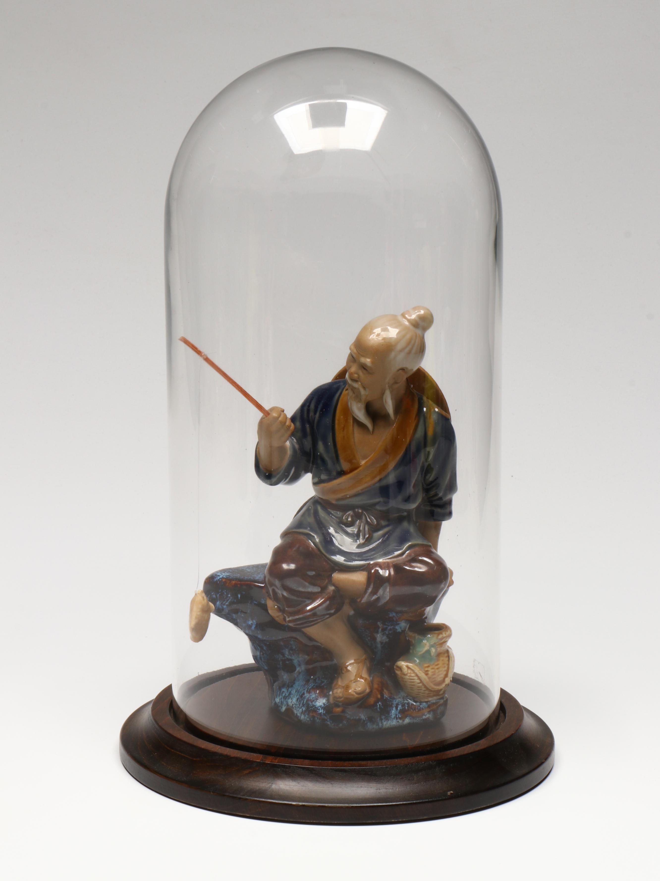 Japanese Geta with Chinese Ceramic Fisherman and Other East Asian Décor