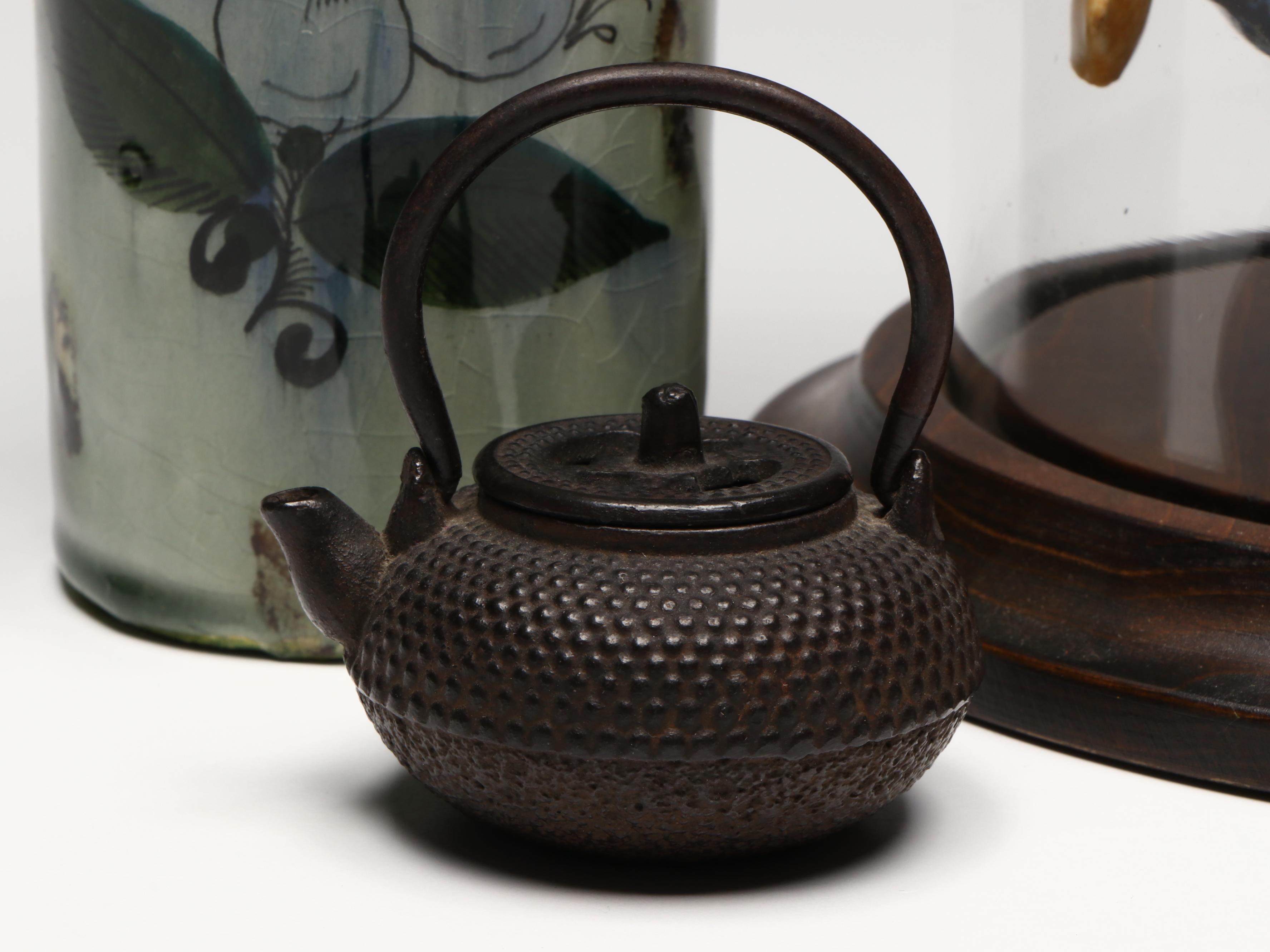 Japanese Geta with Chinese Ceramic Fisherman and Other East Asian Décor