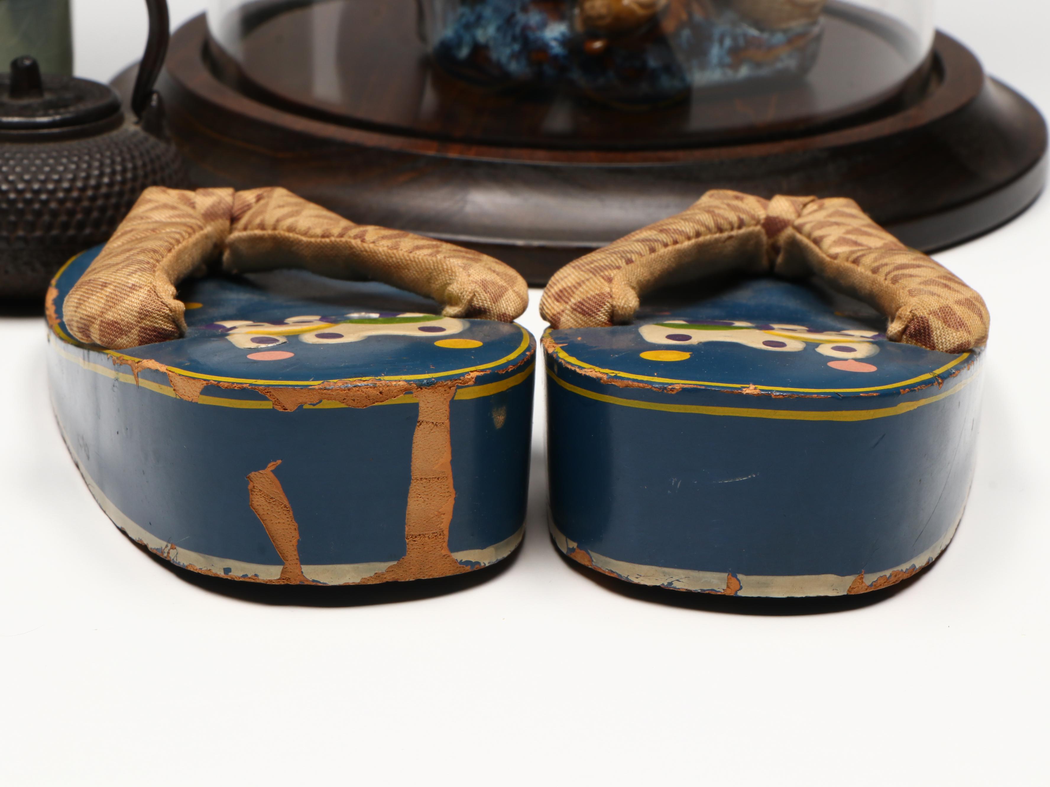 Japanese Geta with Chinese Ceramic Fisherman and Other East Asian Décor