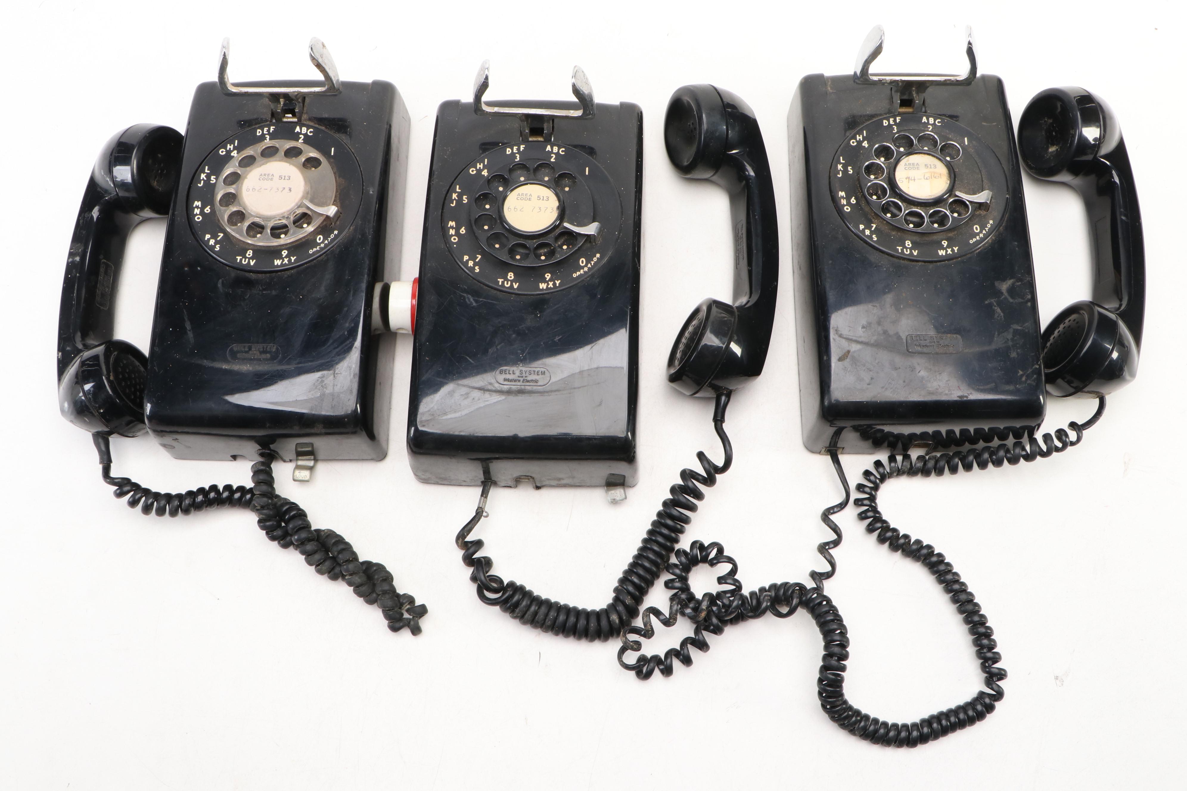 Western Electric Bell System Model 554 Rotary Wall Phones