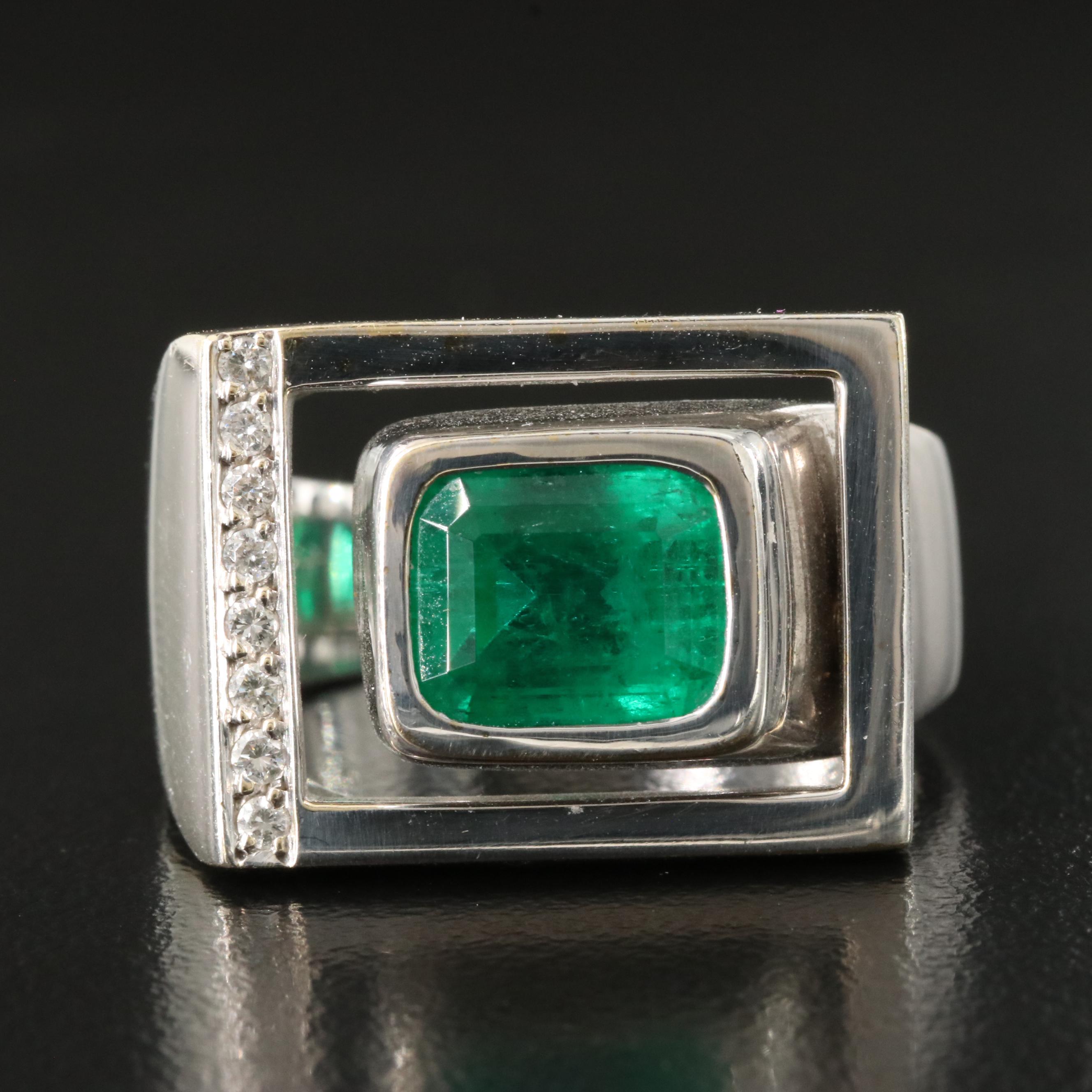 18K 3.15 CT Emerald and Diamond Ring