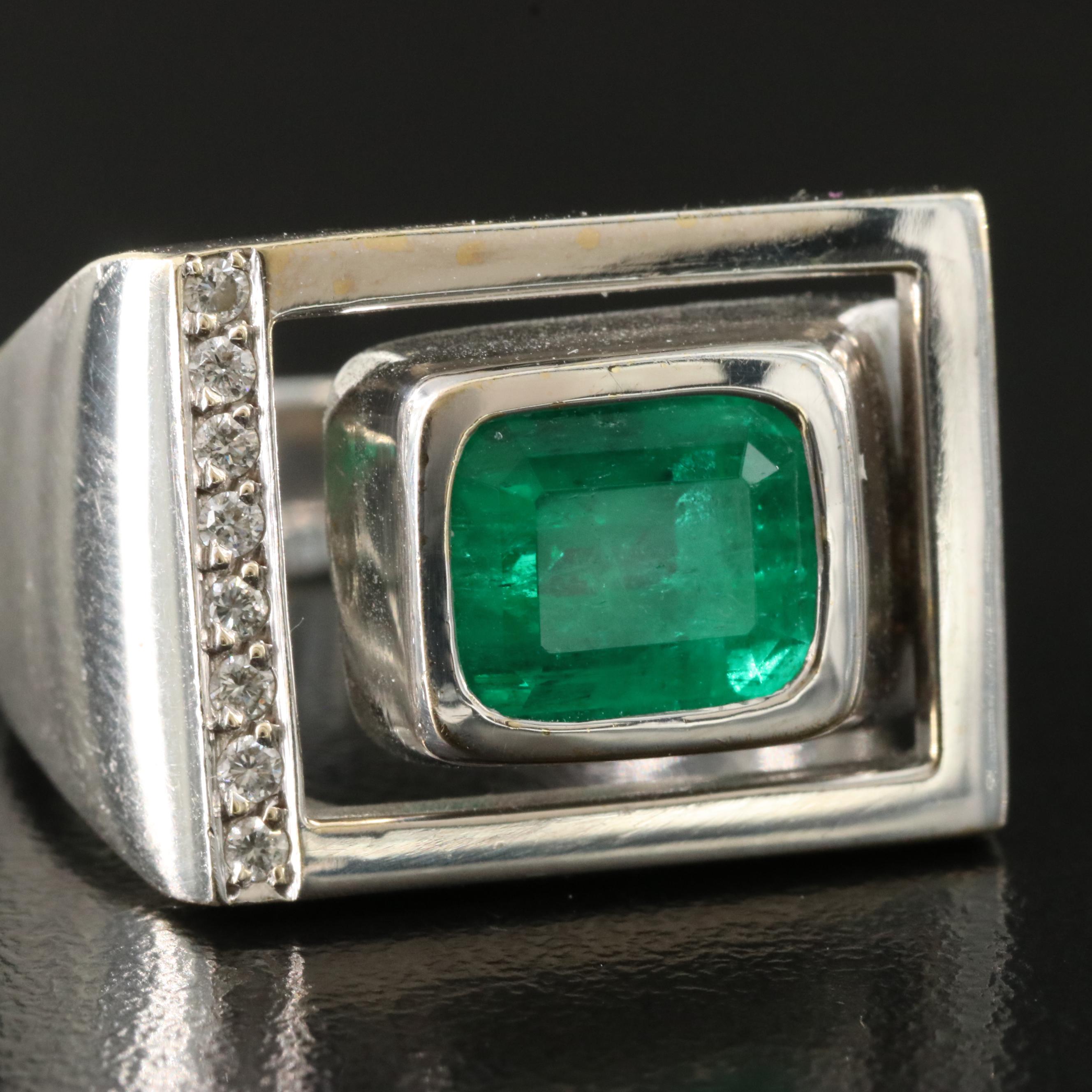 18K 3.15 CT Emerald and Diamond Ring