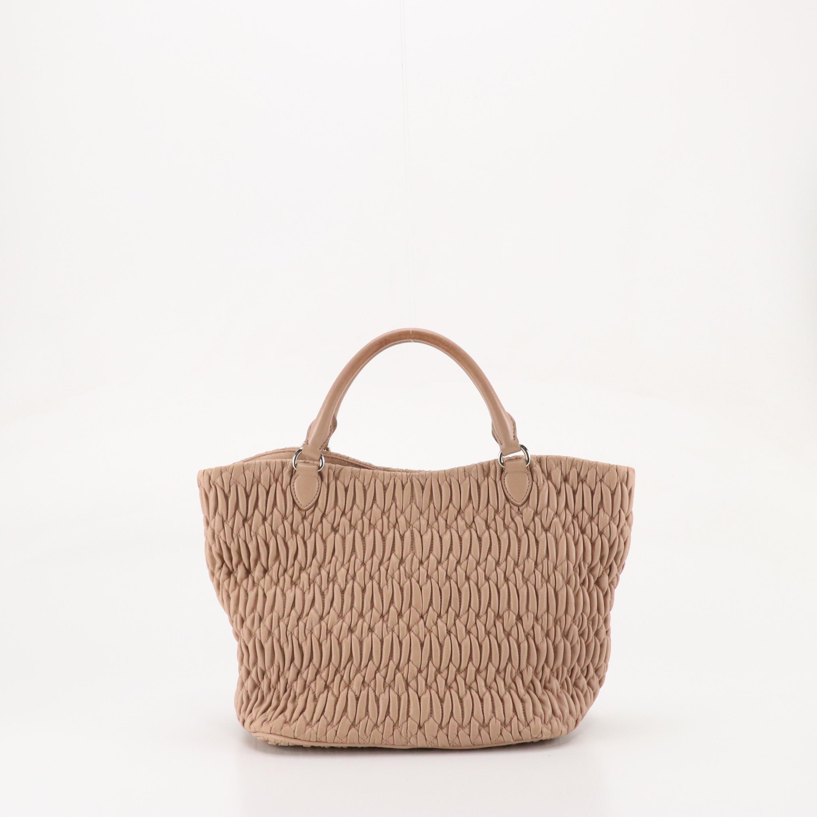 Miu Miu Two-Way Tote Bag in Beige Matelassé Leather