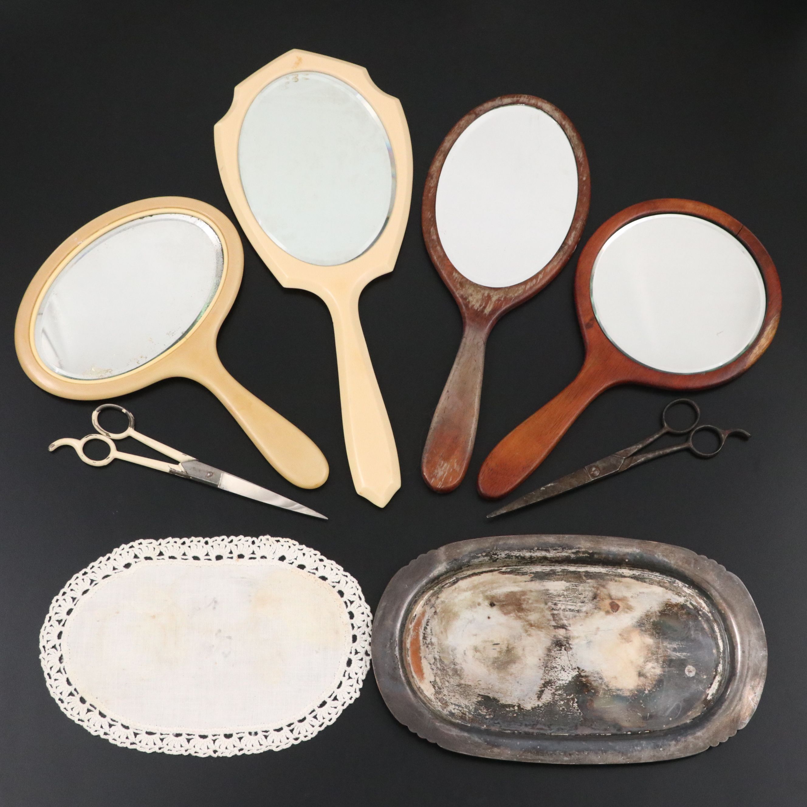 Vintage Wooden Hand Mirrors, Rimelspach Scissors, and More Vanity Accessories