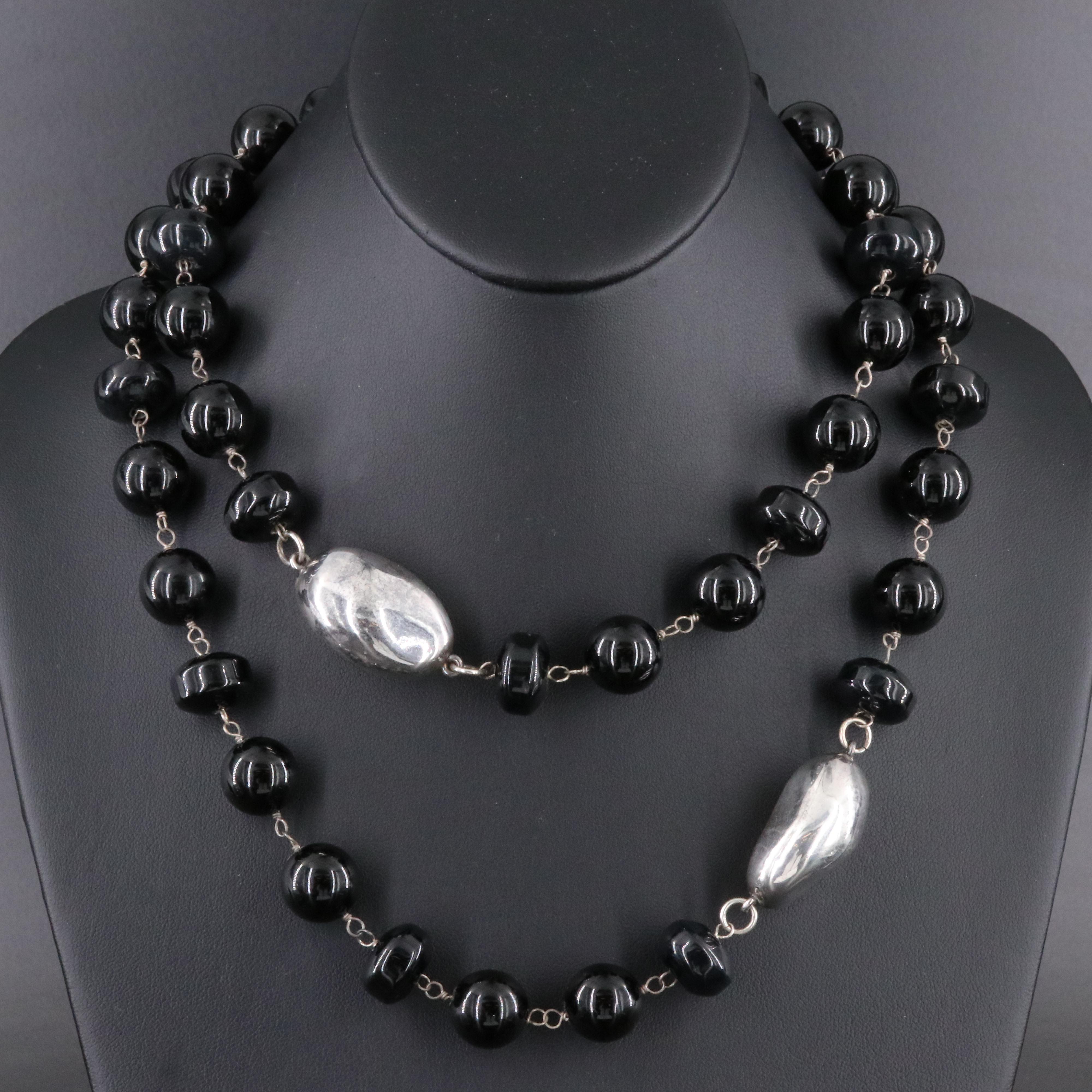Sterling Faux Black Onyx Necklace