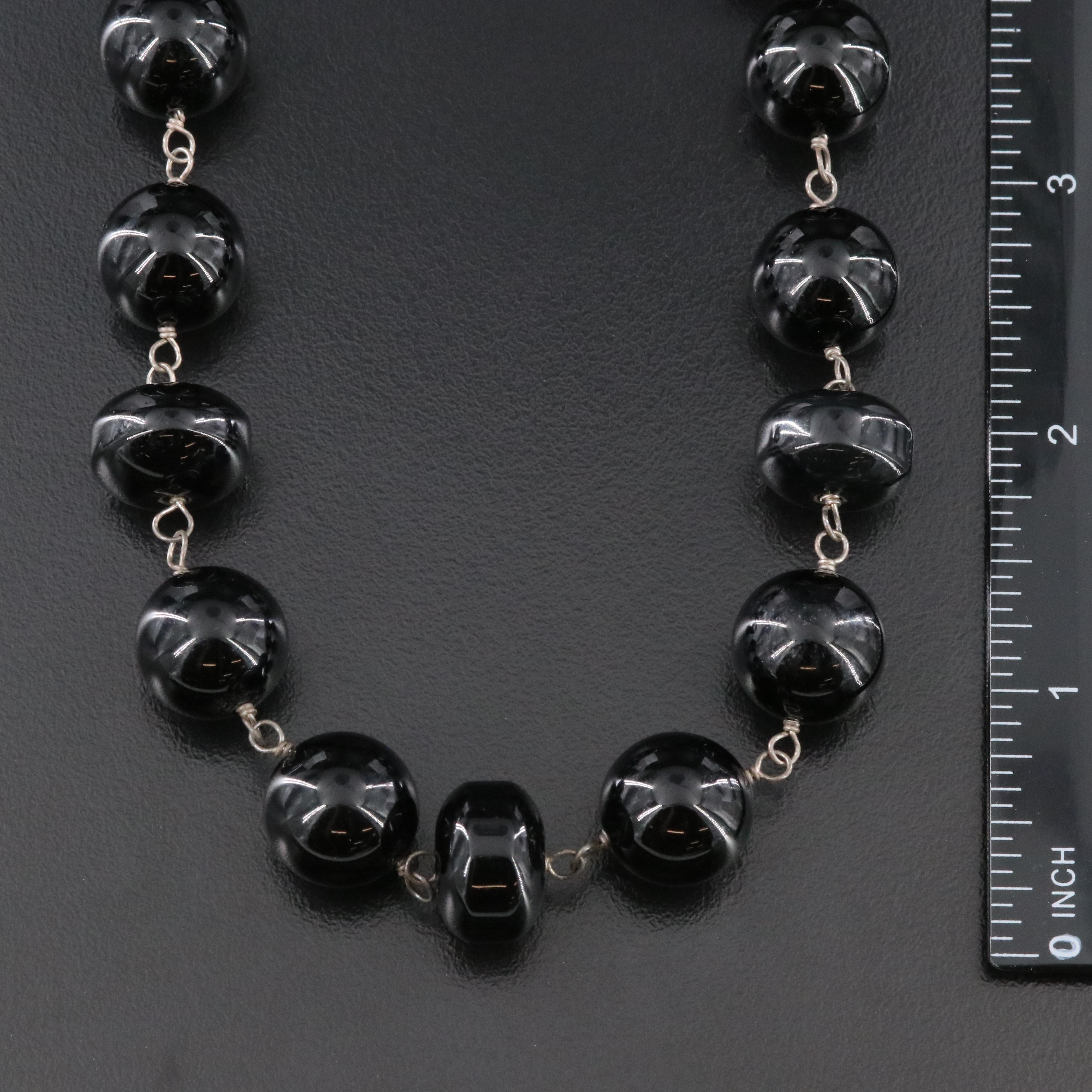 Sterling Faux Black Onyx Necklace