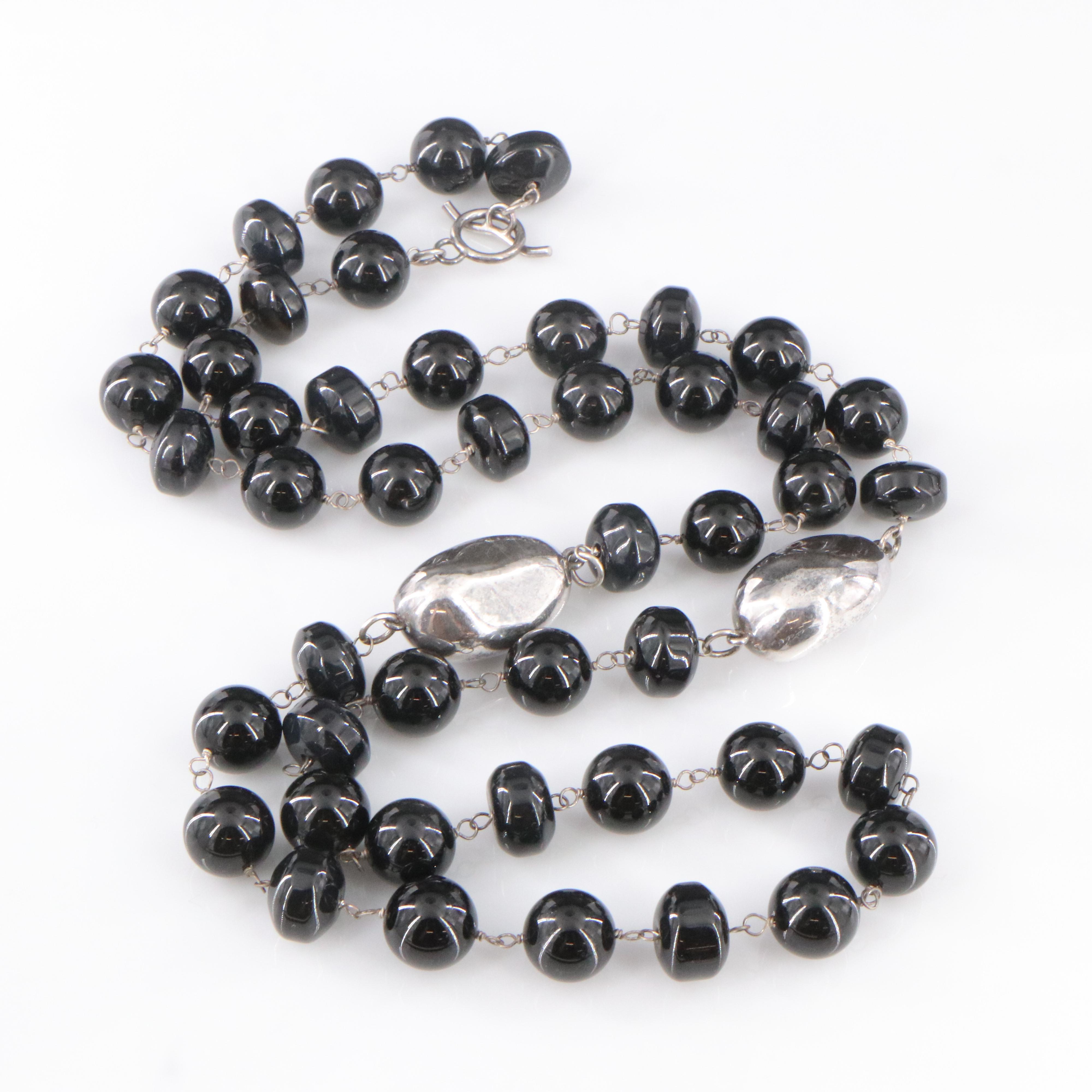 Sterling Faux Black Onyx Necklace