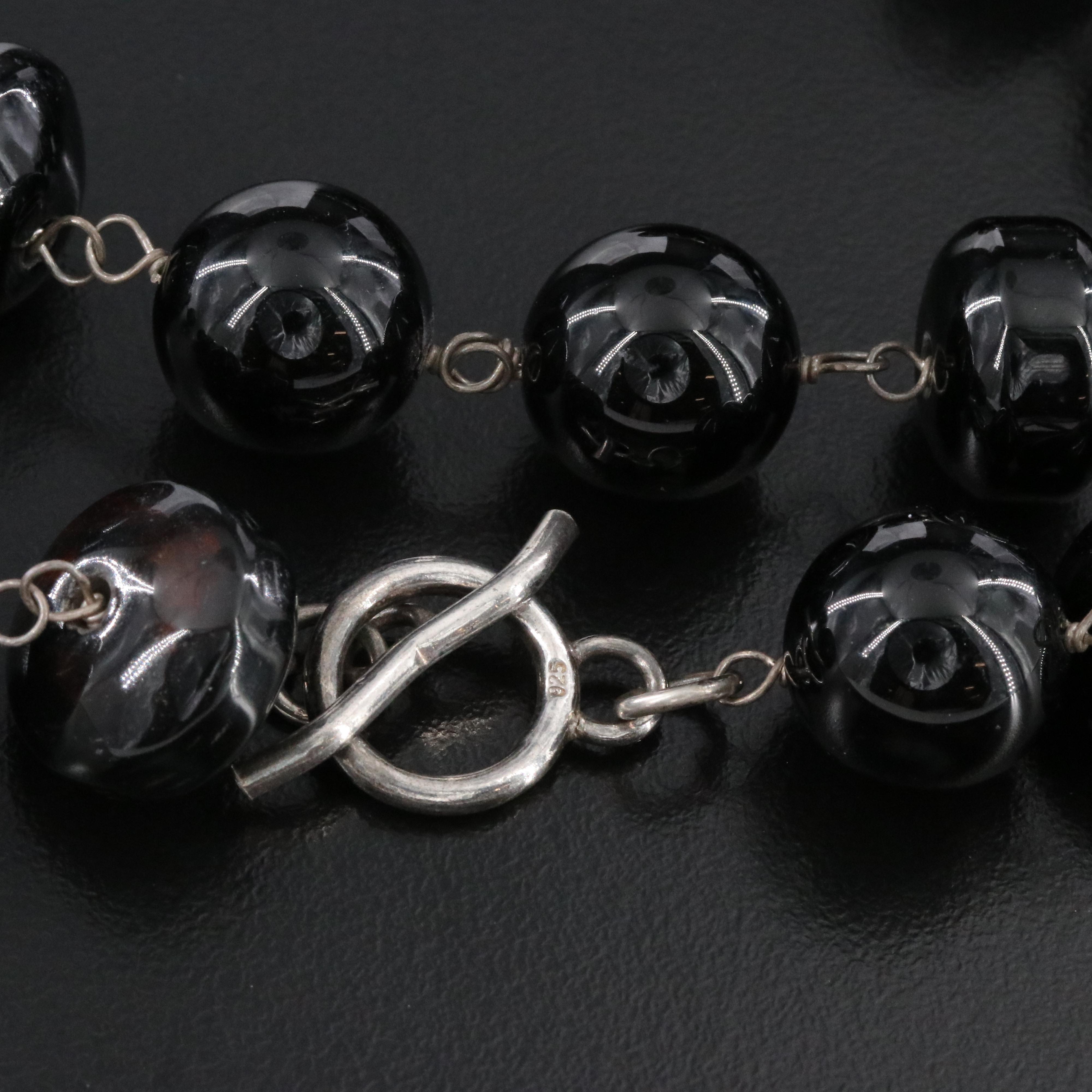 Sterling Faux Black Onyx Necklace