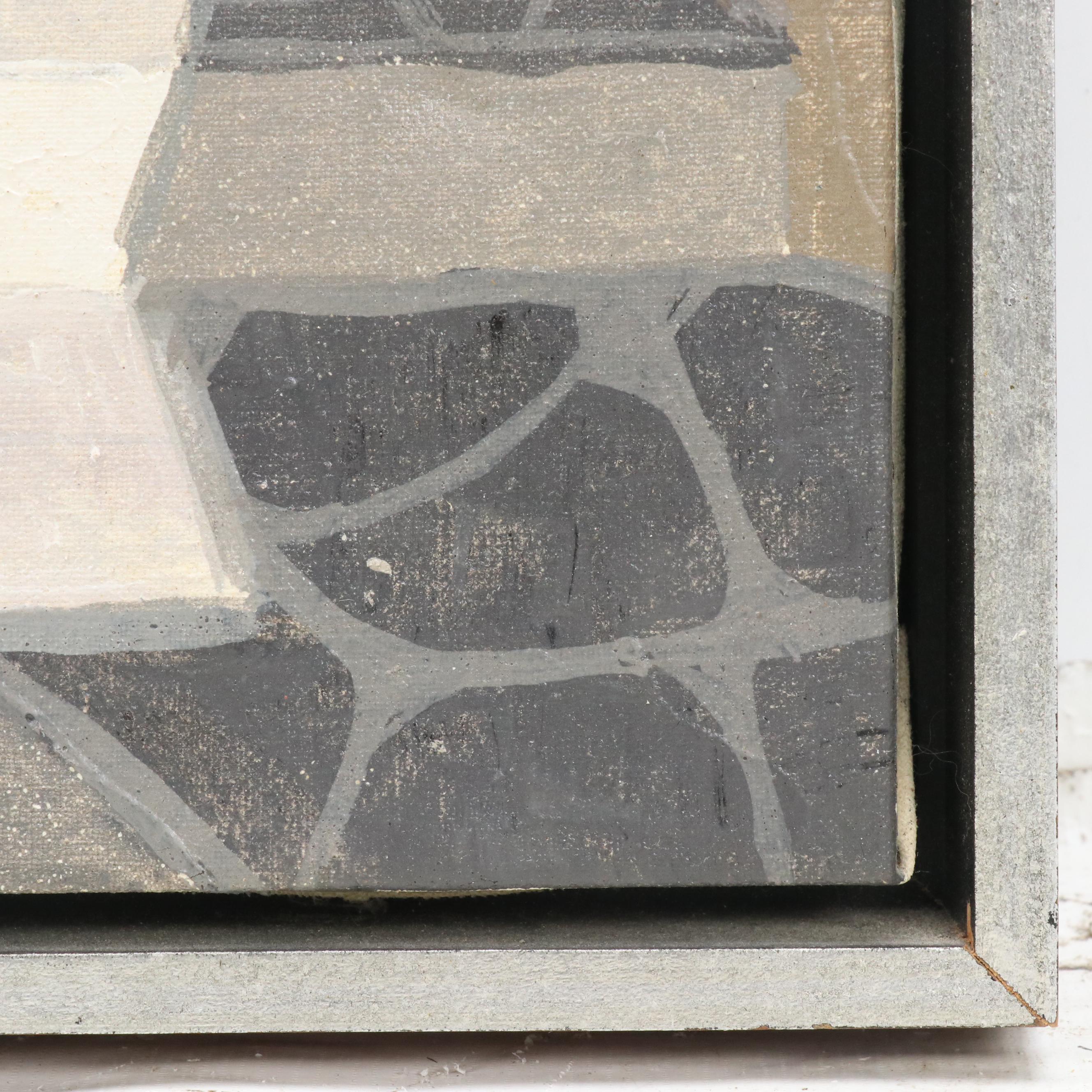 Stylized Oil Painting With Mediterranean Alleyway, Late 20th Century