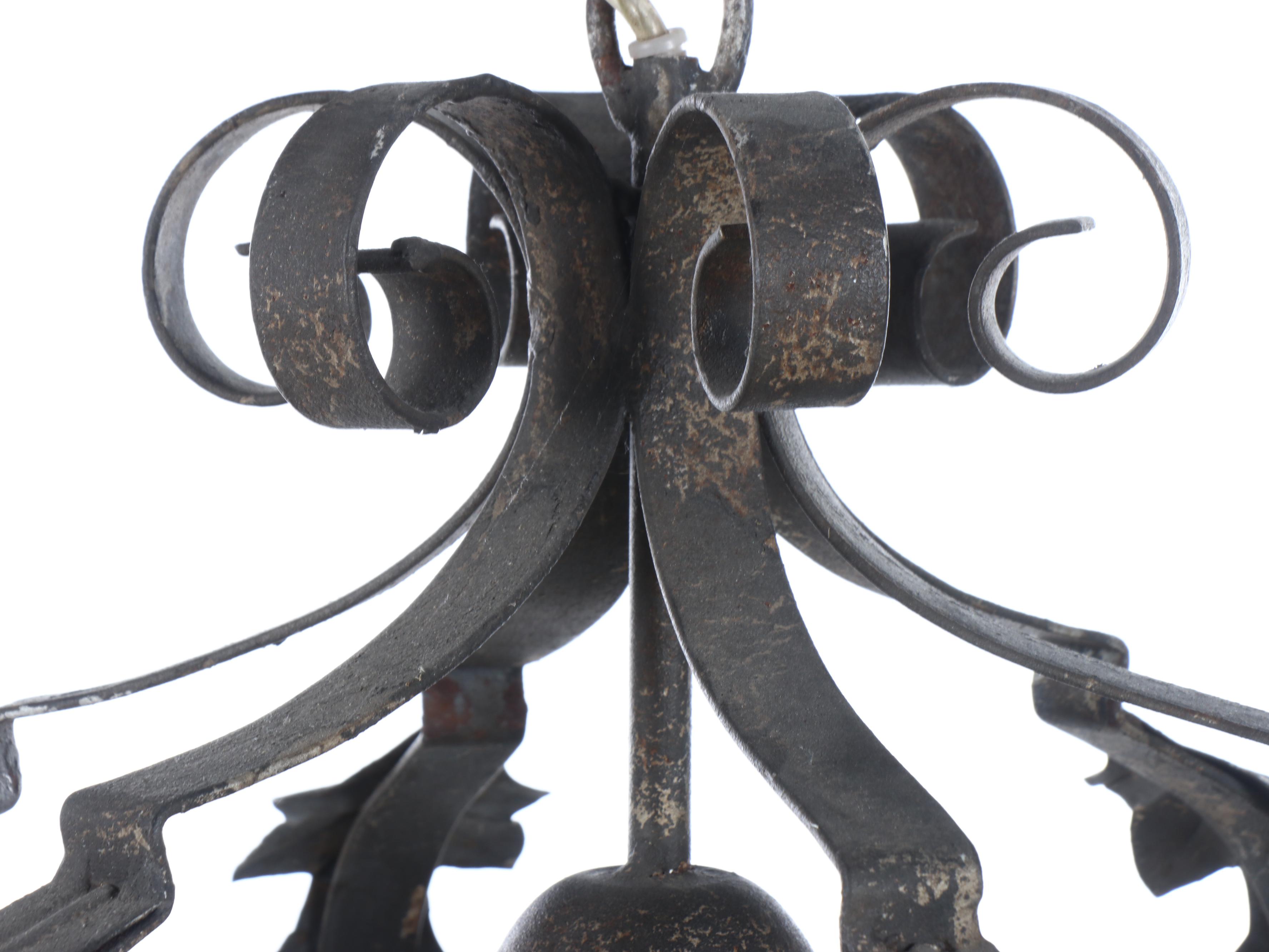 Spanish Baroque Style Black Metal Pendant Lamp