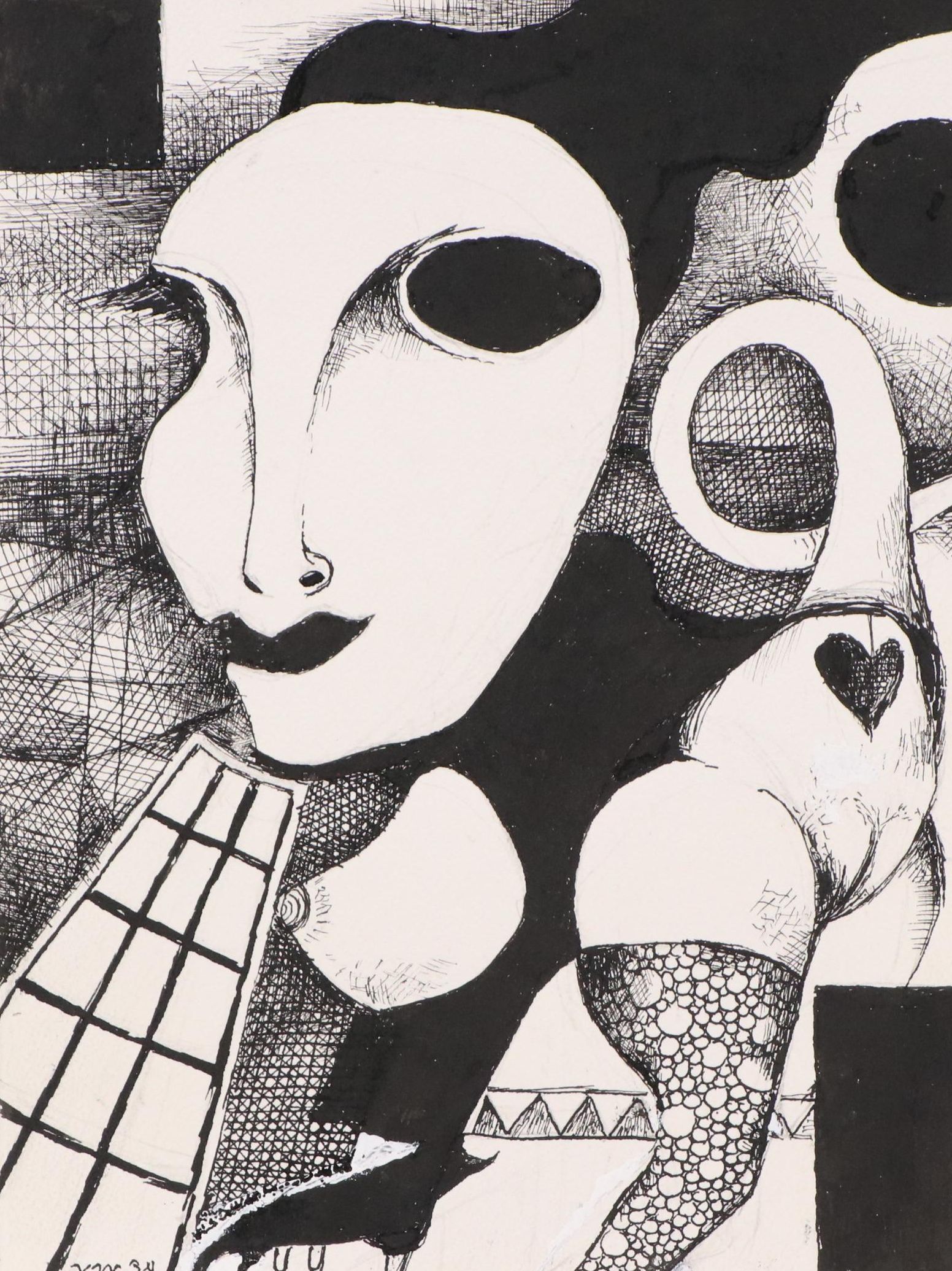 Nikolay "Kuk" Manuylov Surrealist Ink Drawing, 21st Century