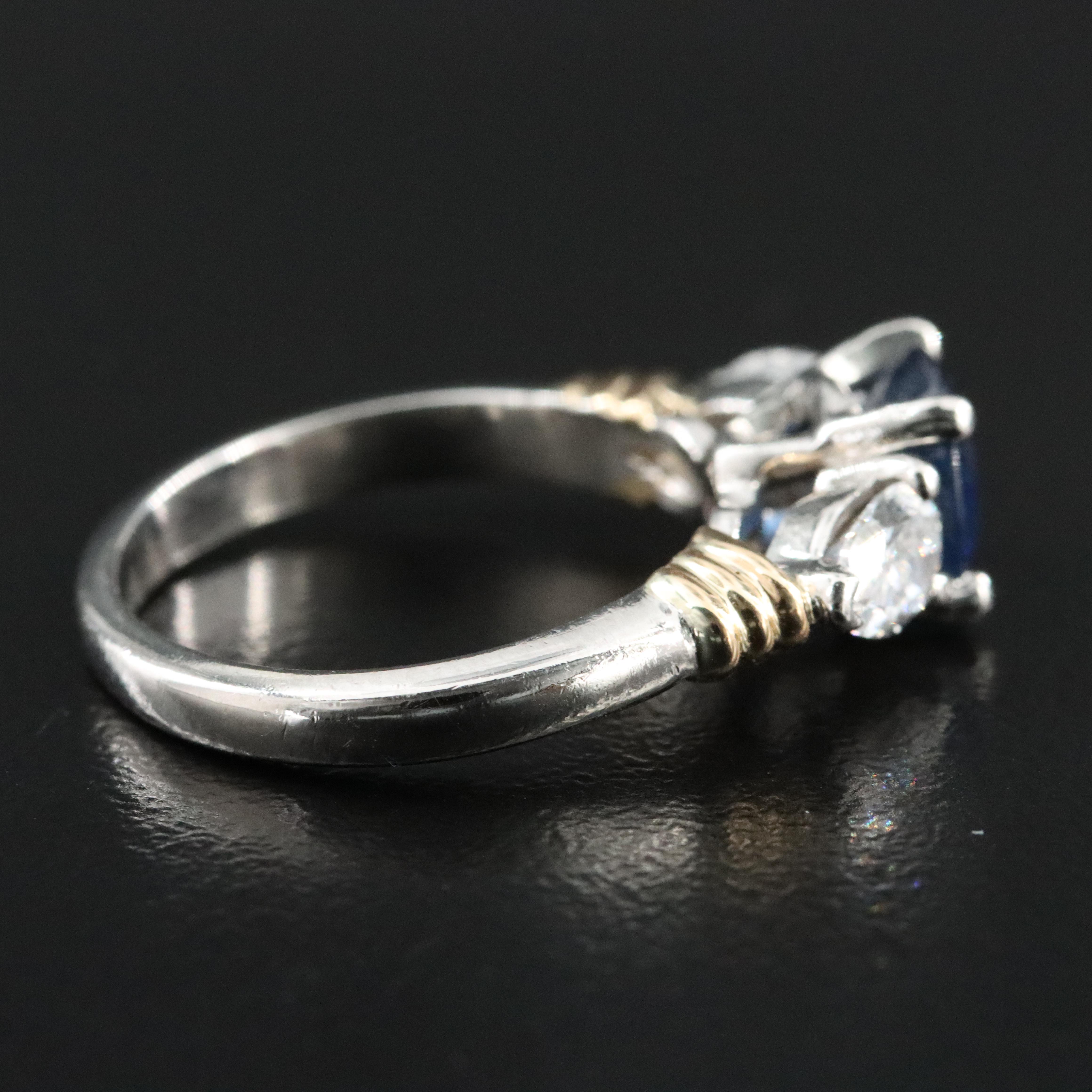 Platinum 1.60 CT Sapphire and Diamond Ring with 14K Accents