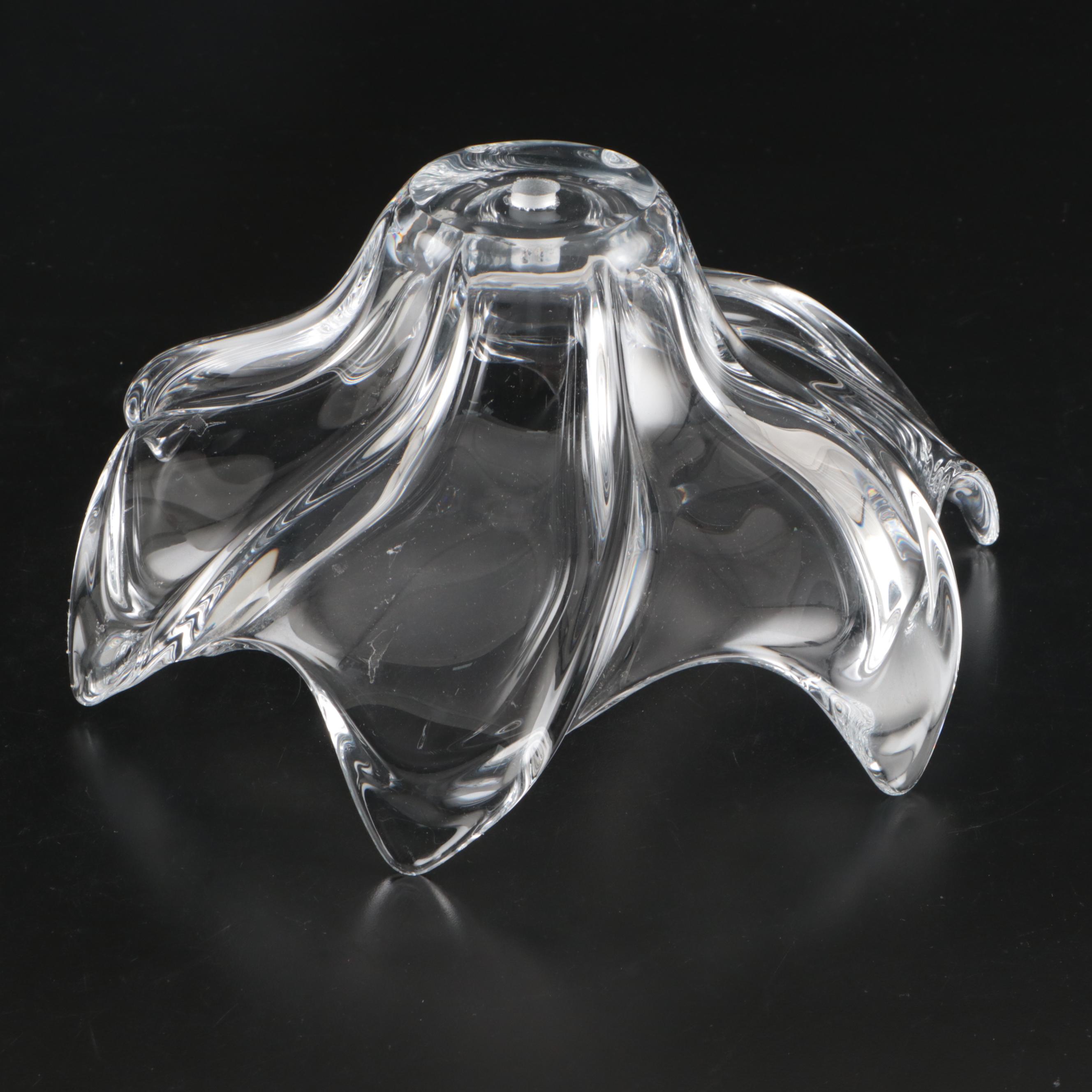 Brass and Glass Table Lamp with Spiral Shade, Manner of Cofrac Art Verrier