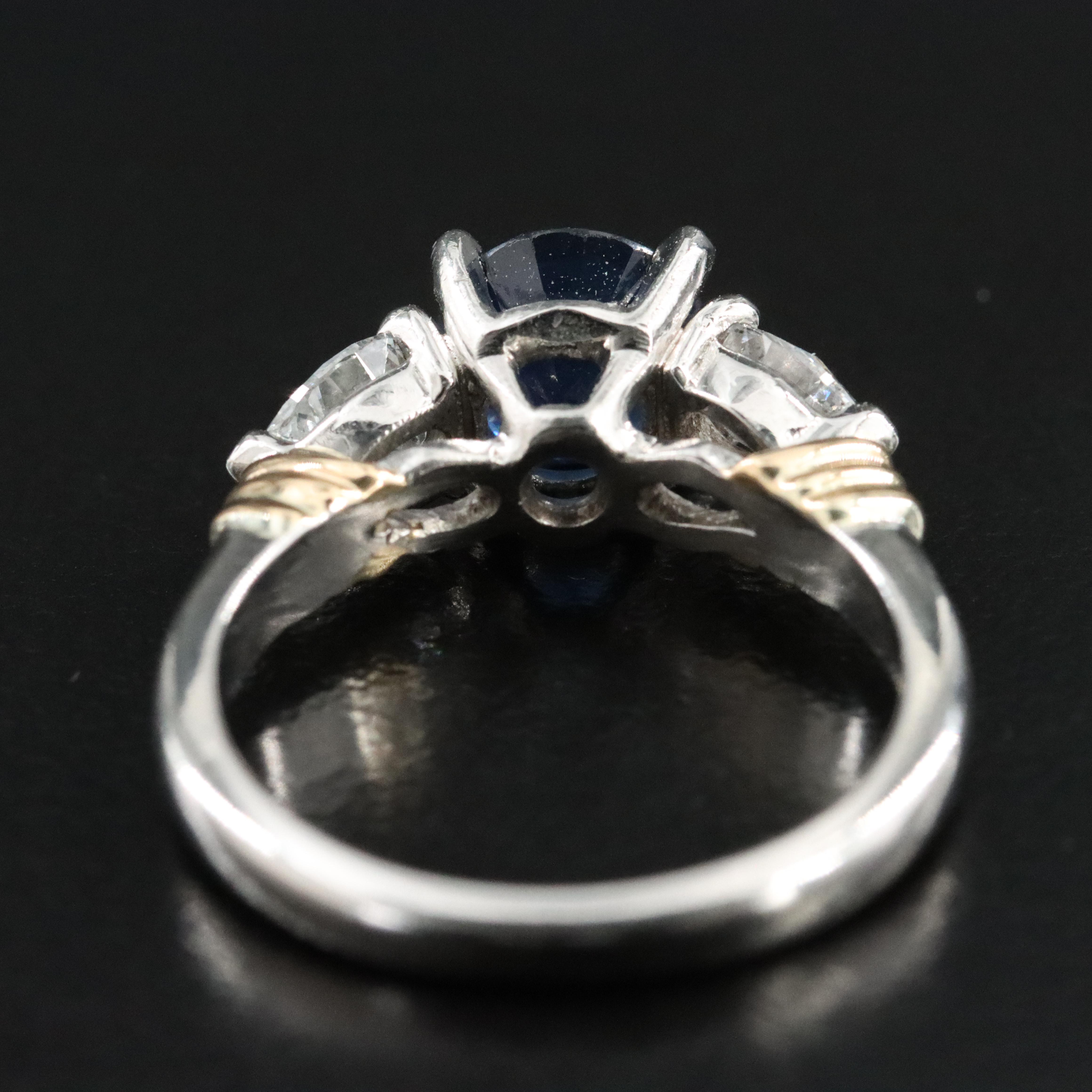 Platinum 1.60 CT Sapphire and Diamond Ring with 14K Accents