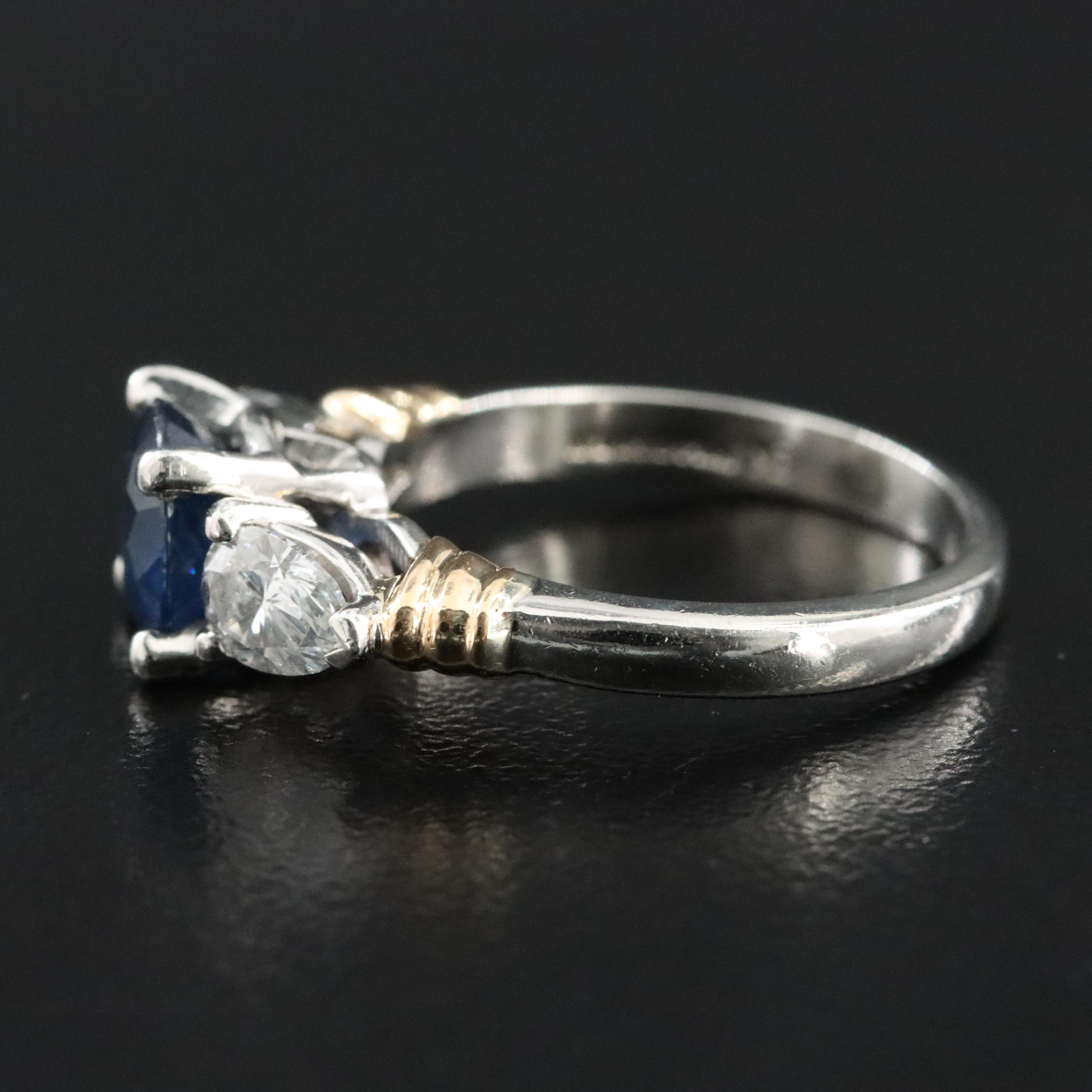Platinum 1.60 CT Sapphire and Diamond Ring with 14K Accents