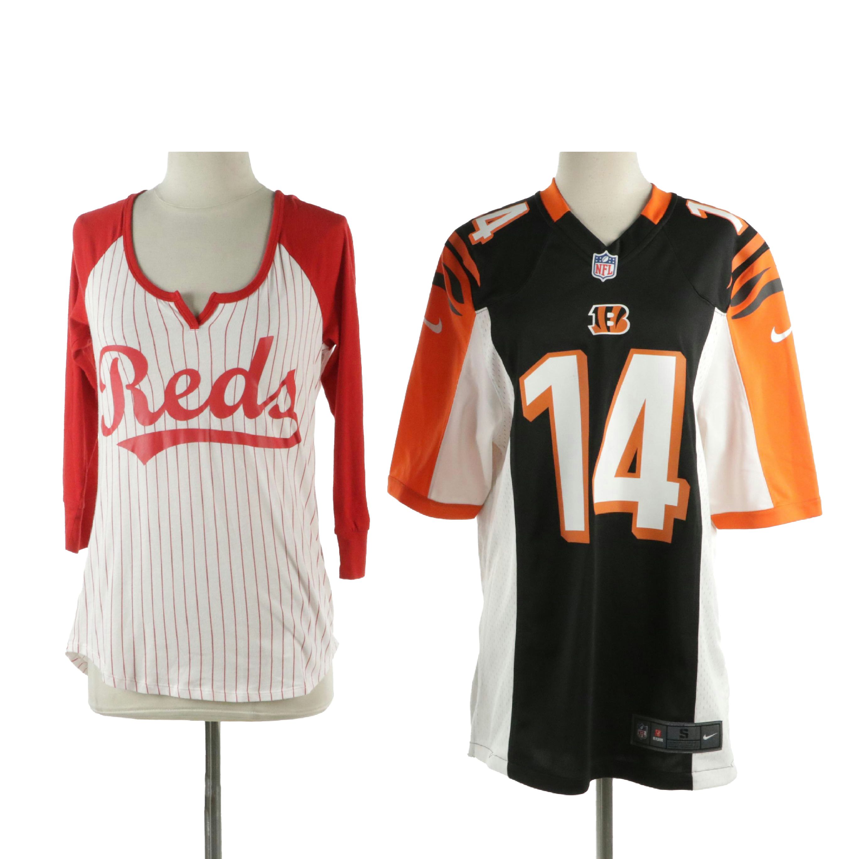Cincinnati Bengals Andy Dalton Jersey and Pink Cincinnati Reds 3/4th Sleeve Top