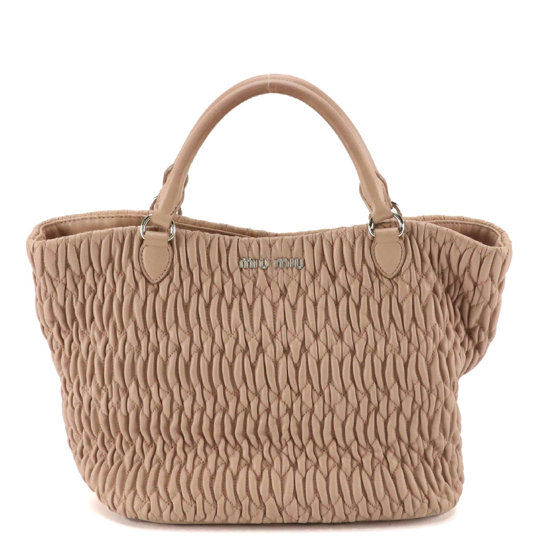 Miu Miu Two-Way Tote Bag in Beige Matelassé Leather