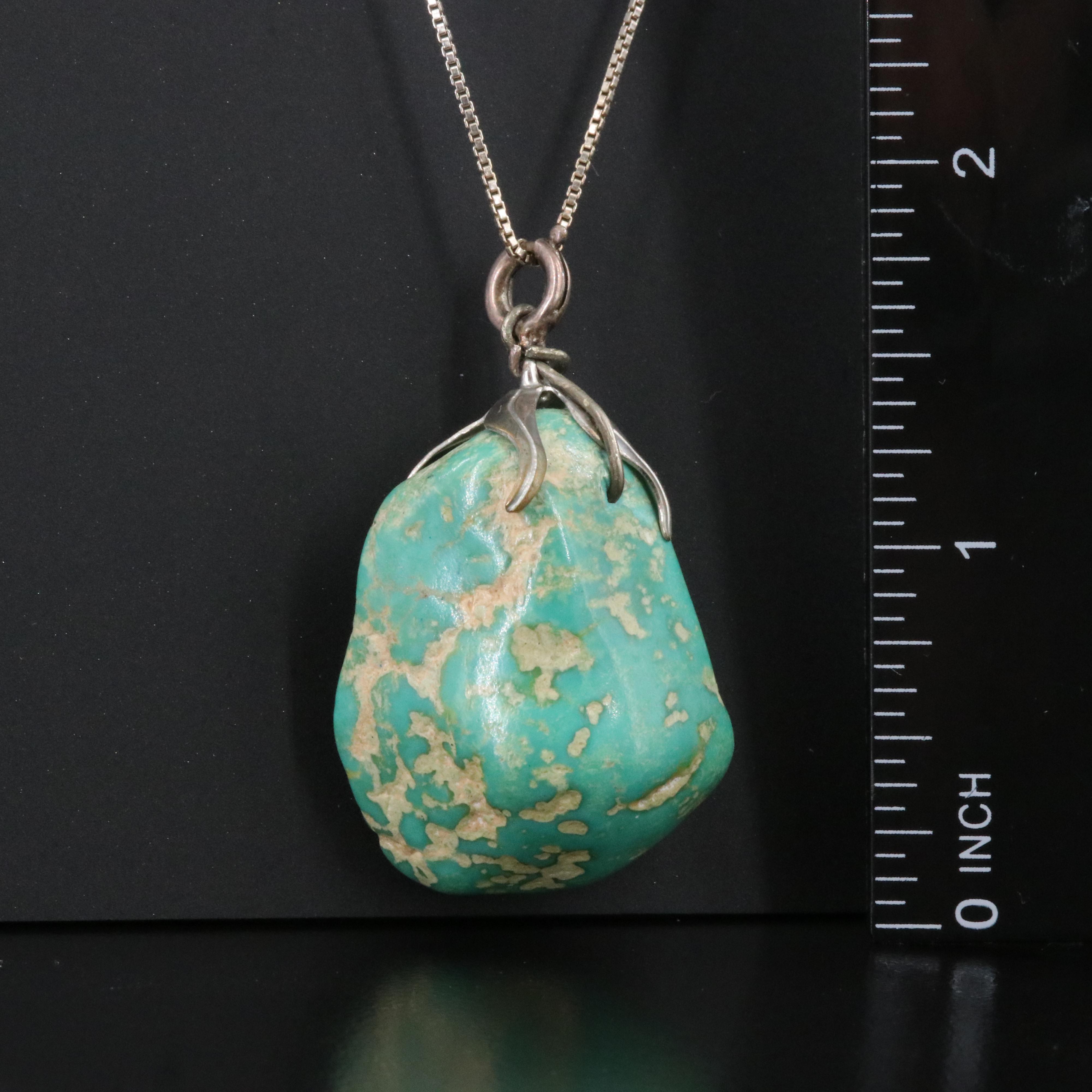 Turquoise Pendant with Sterling Necklace