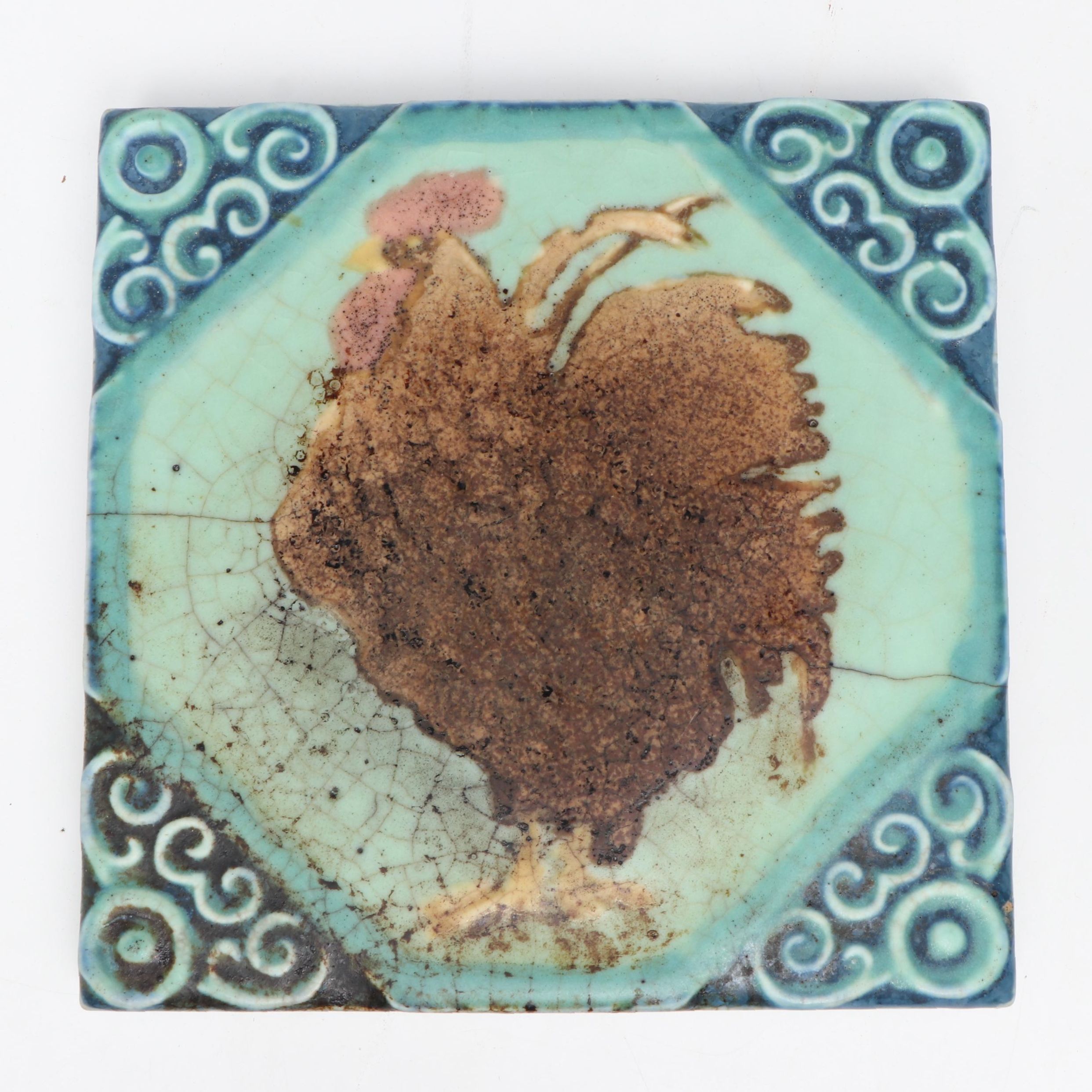 Rookwood Pottery Rooster Trivet, 1925