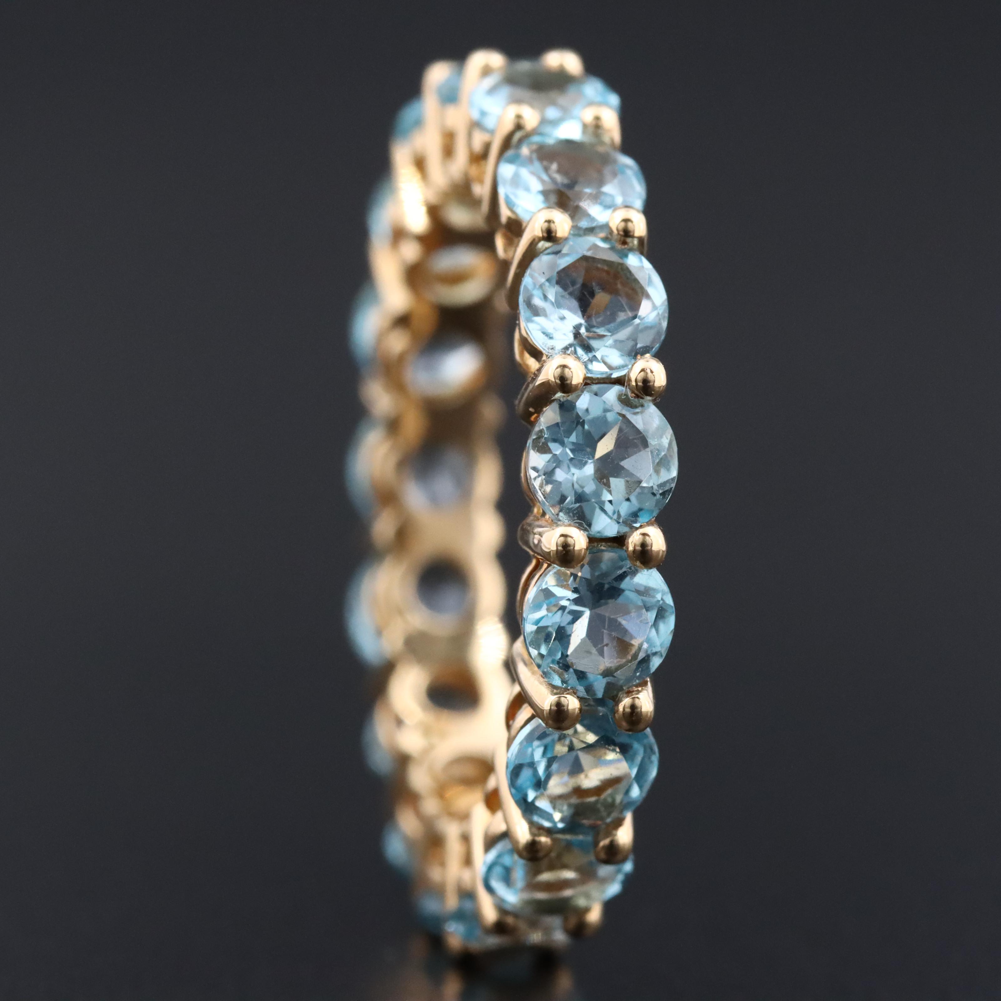 18K Swiss Blue Topaz Eternity Band