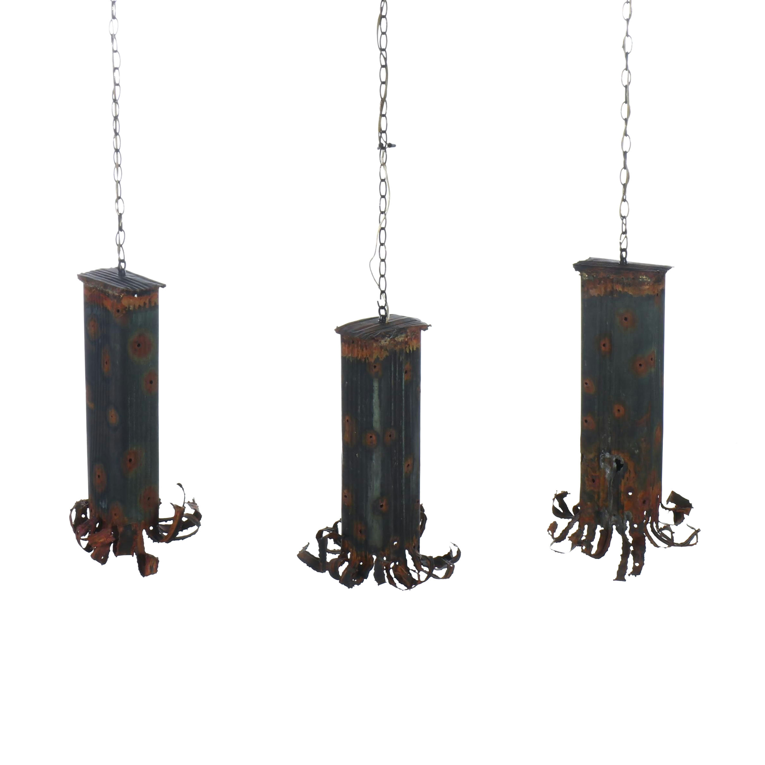 Brutalist Style Stamped Metal Pendants