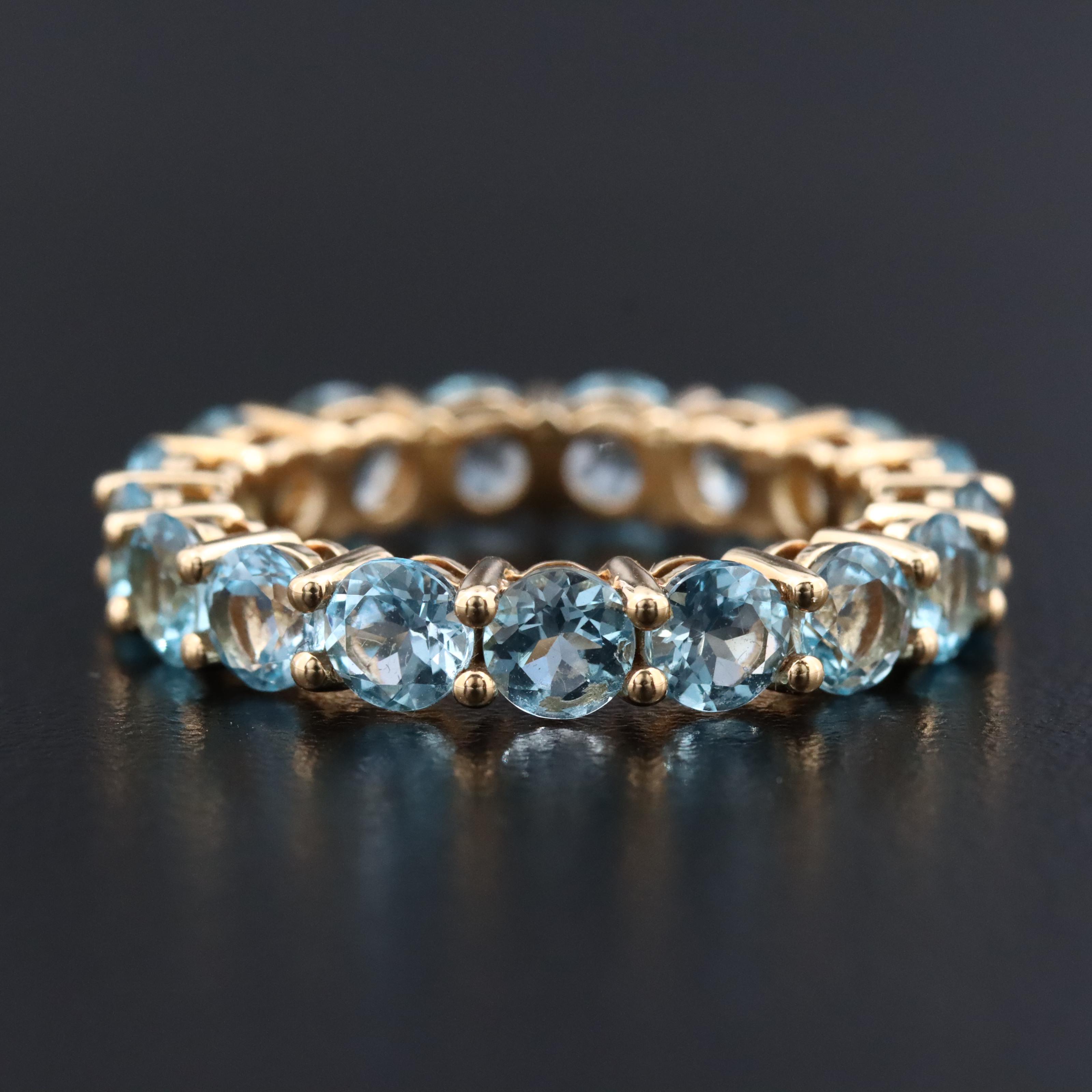 18K Swiss Blue Topaz Eternity Band