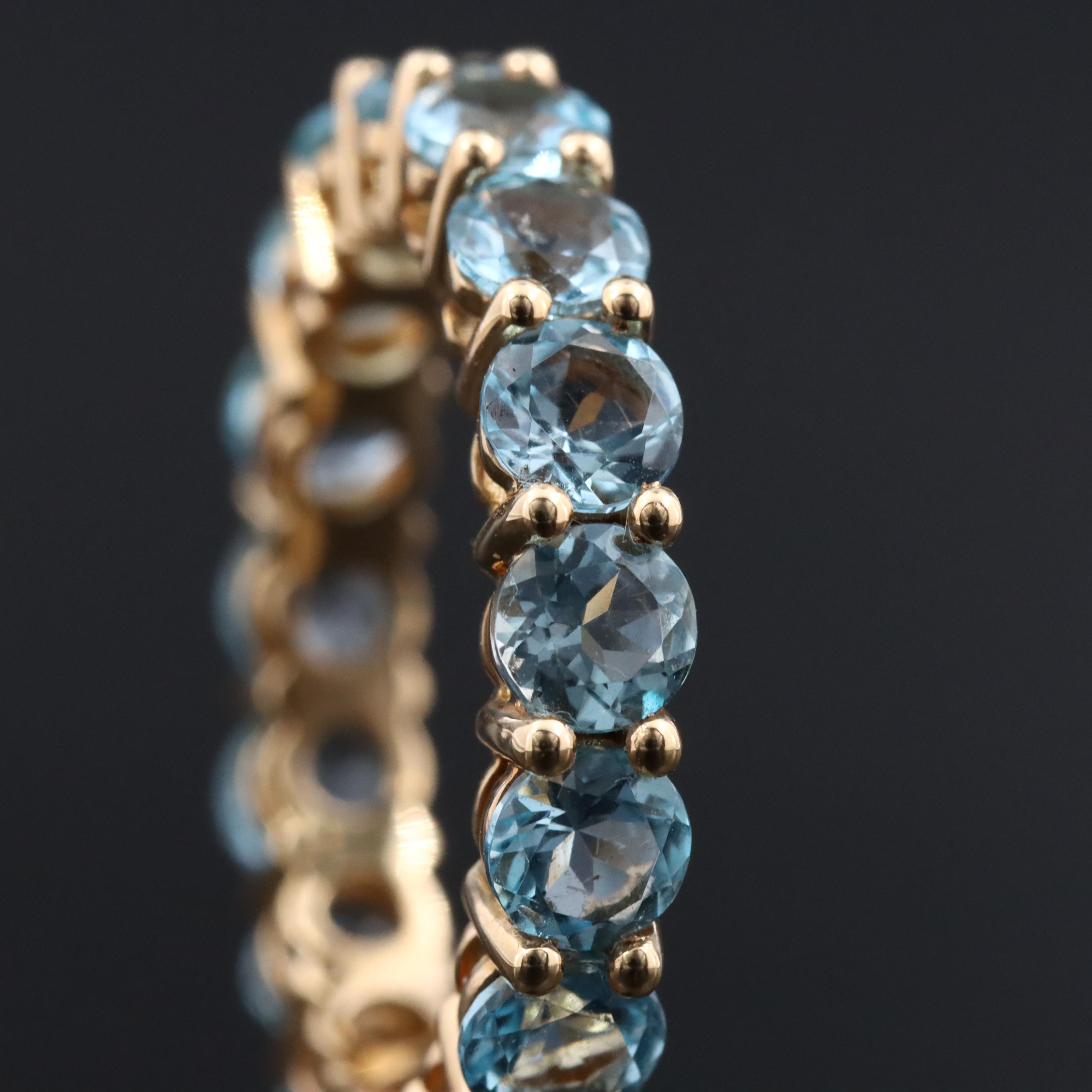 18K Swiss Blue Topaz Eternity Band