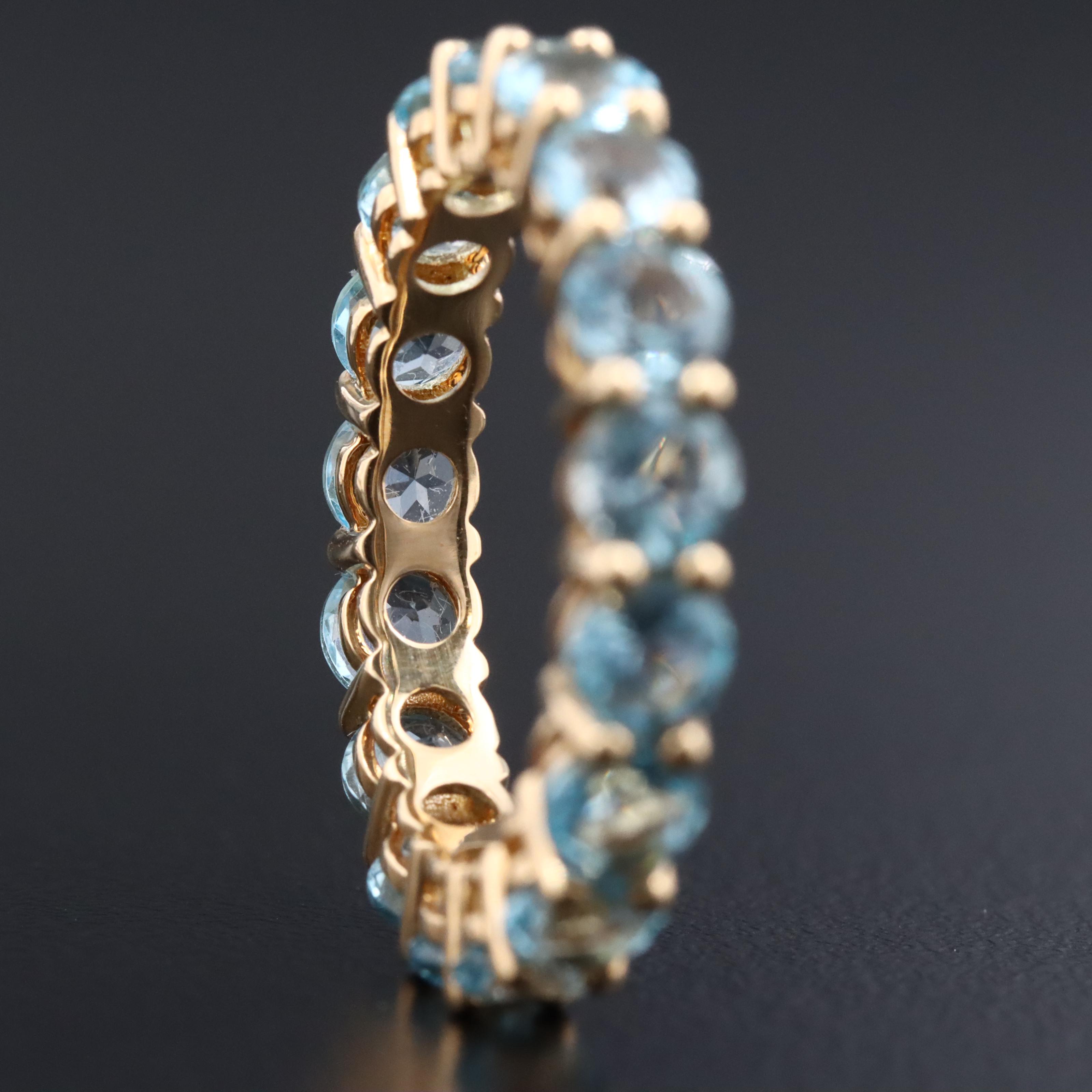 18K Swiss Blue Topaz Eternity Band