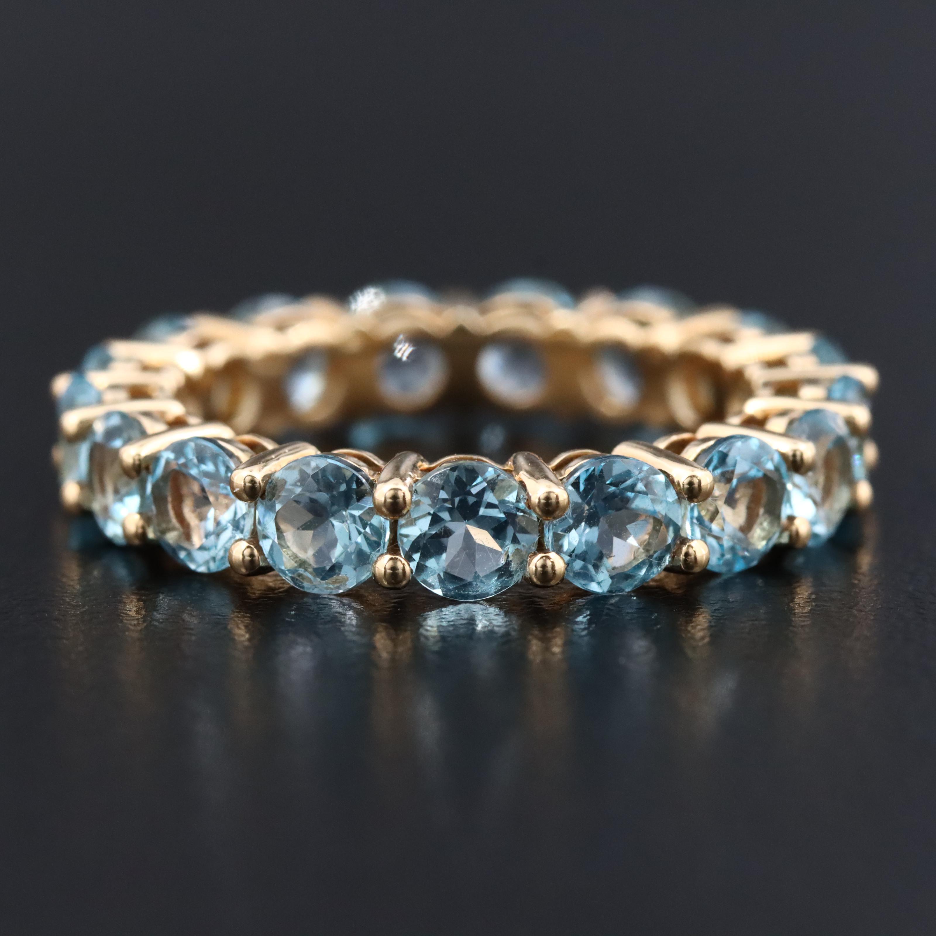 18K Swiss Blue Topaz Eternity Band