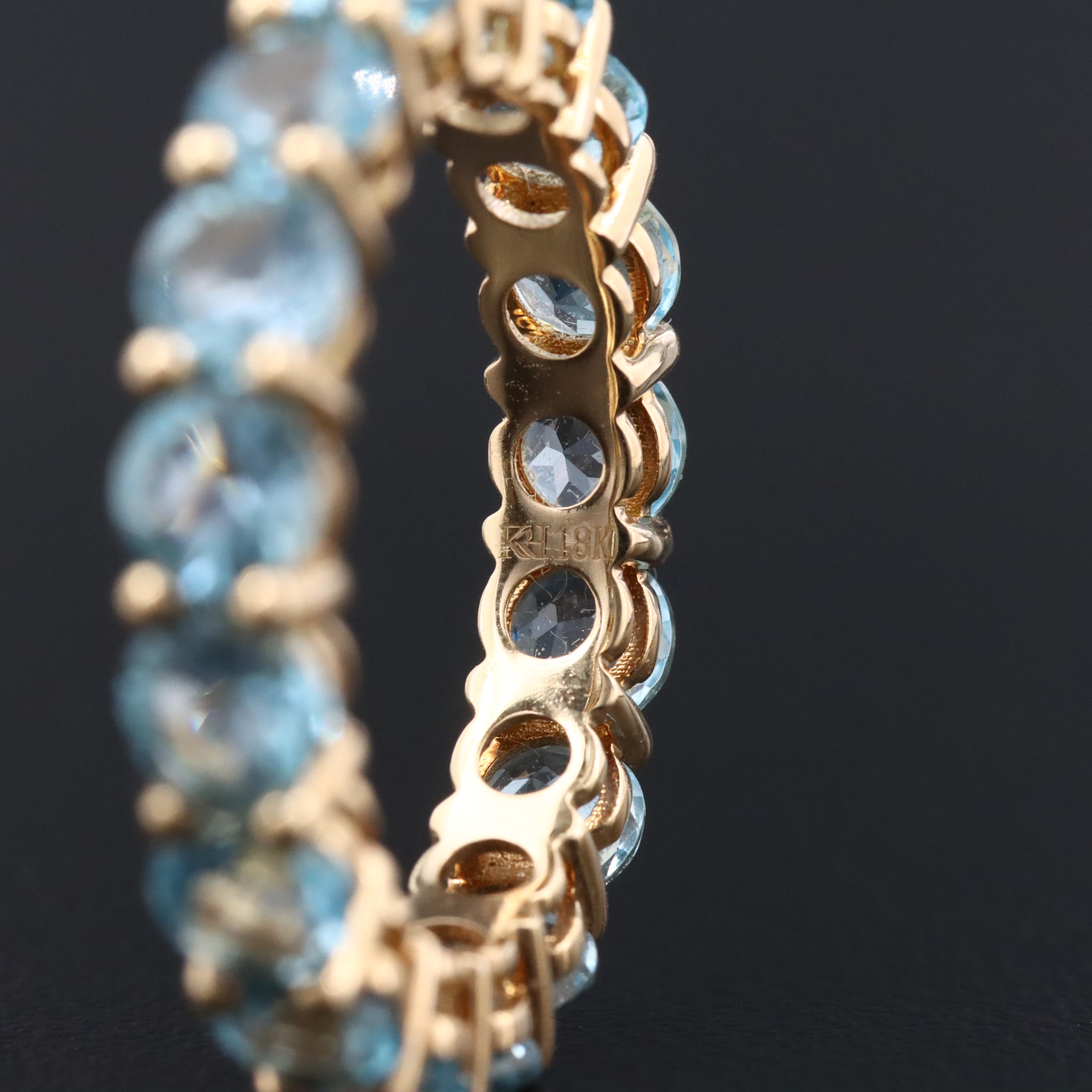 18K Swiss Blue Topaz Eternity Band