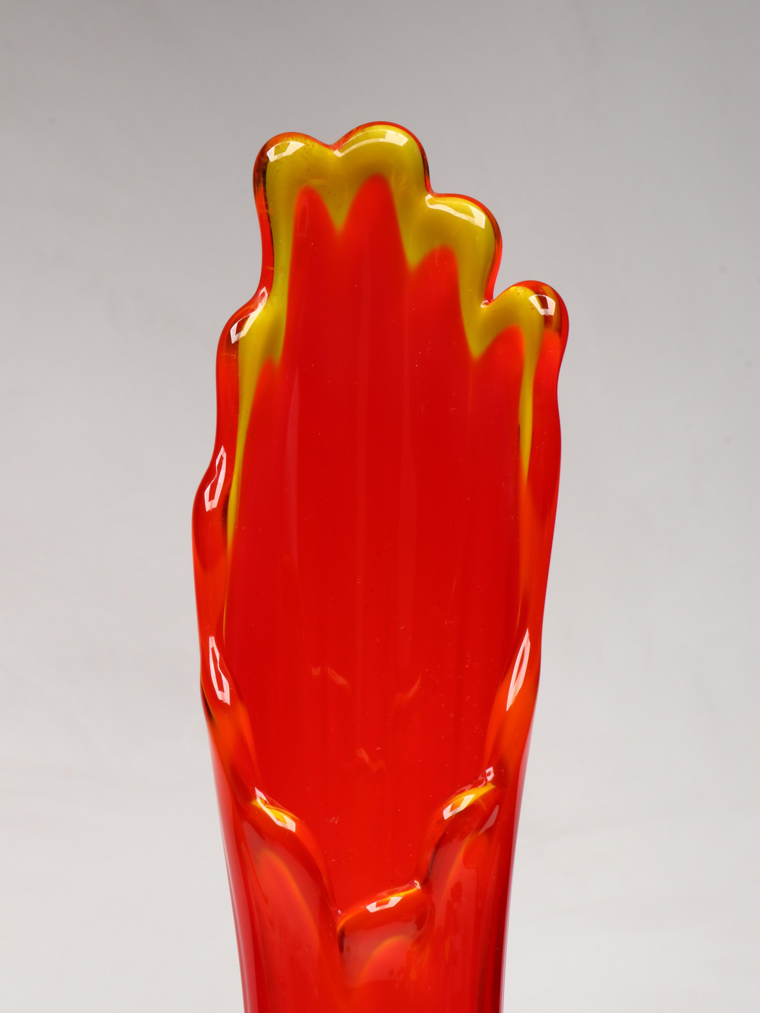 Mid Century Modern Swung Amberina Art Glass Vases