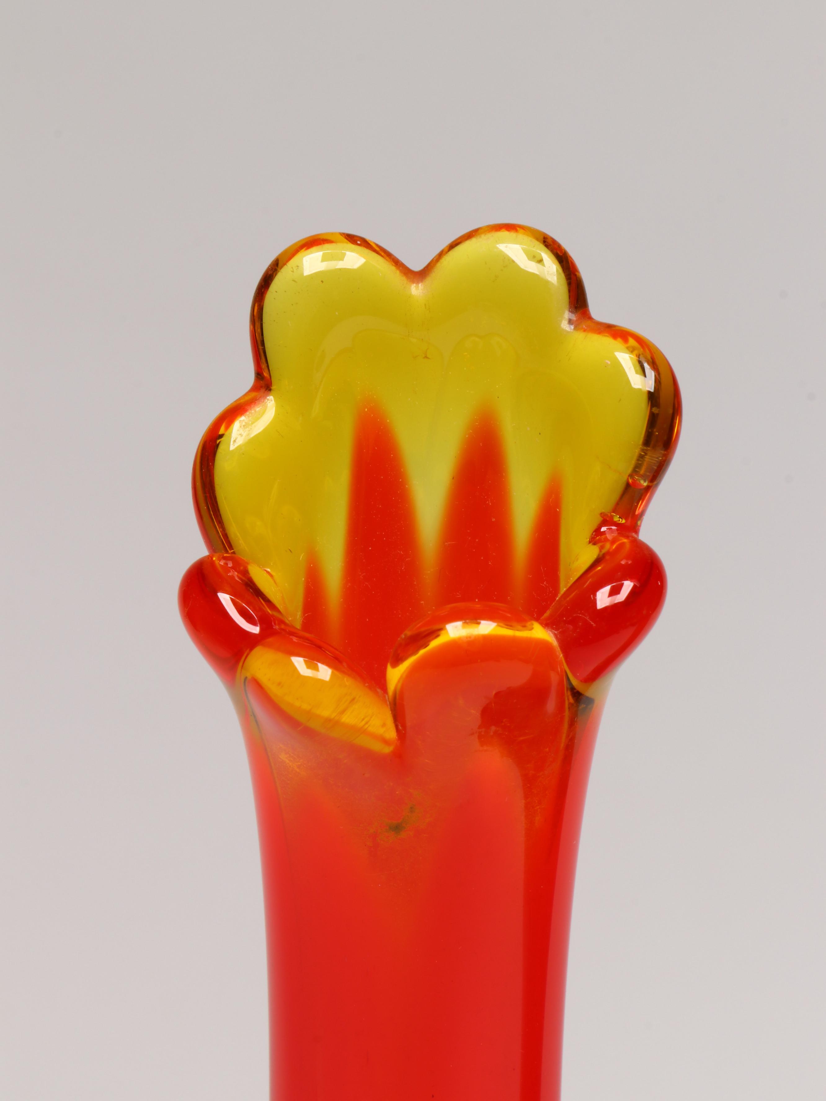 Mid Century Modern Swung Amberina Art Glass Vases