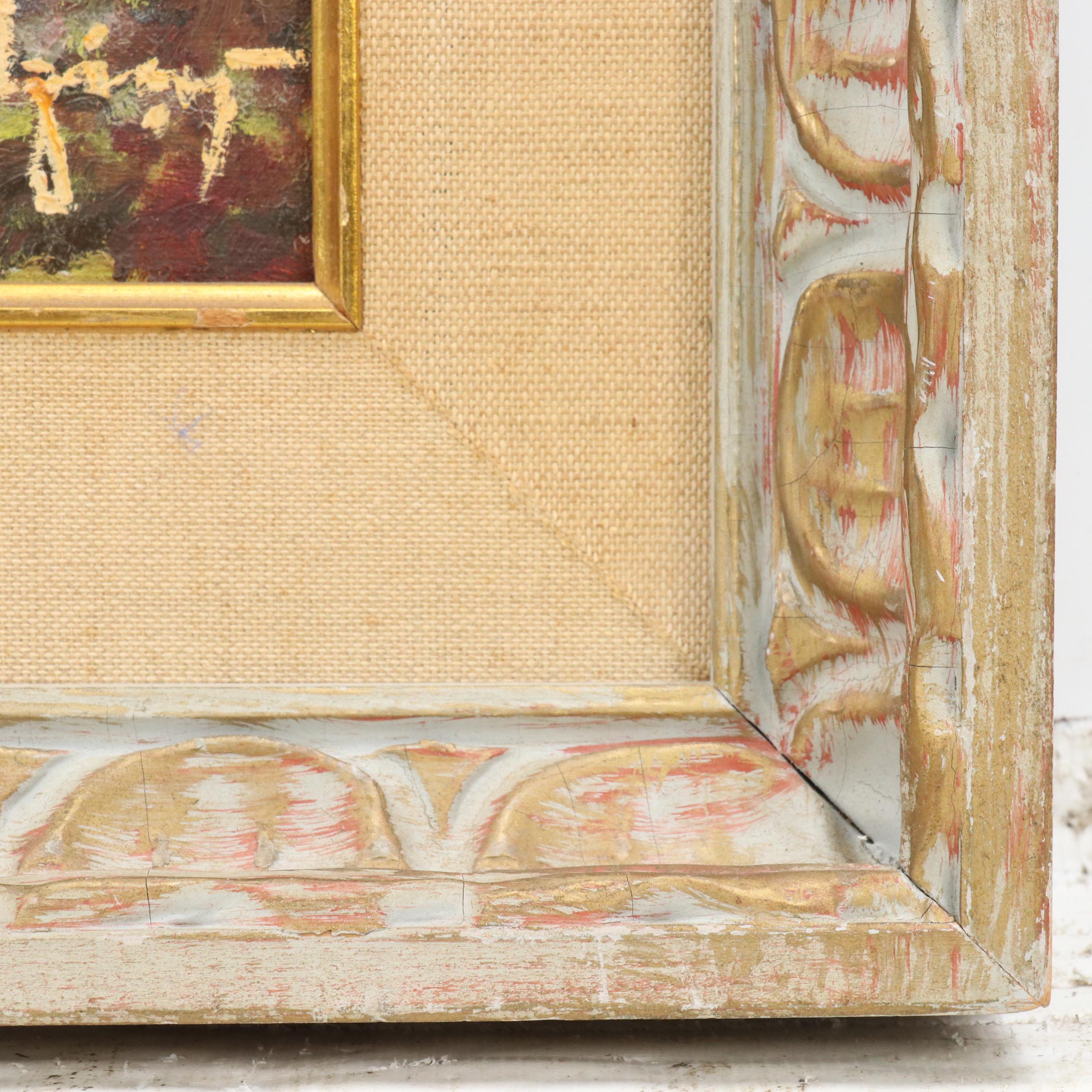 Autumnal Oil Painting with New England Church, Late 20th Century