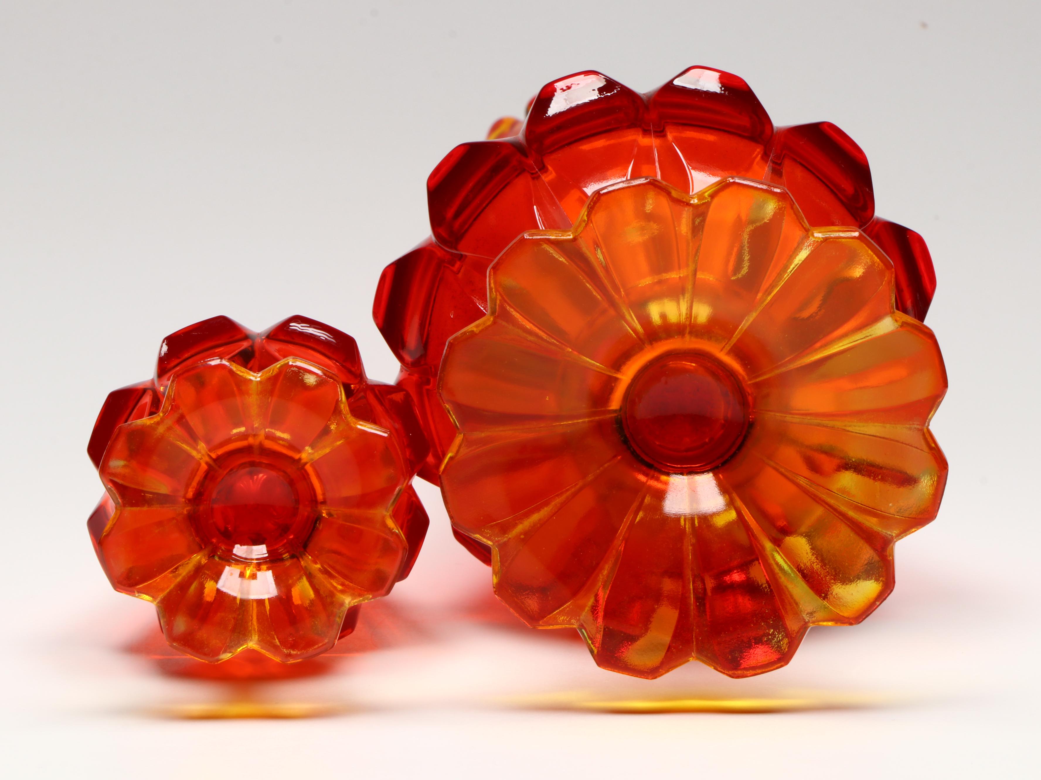 Mid Century Modern Swung Amberina Art Glass Vases