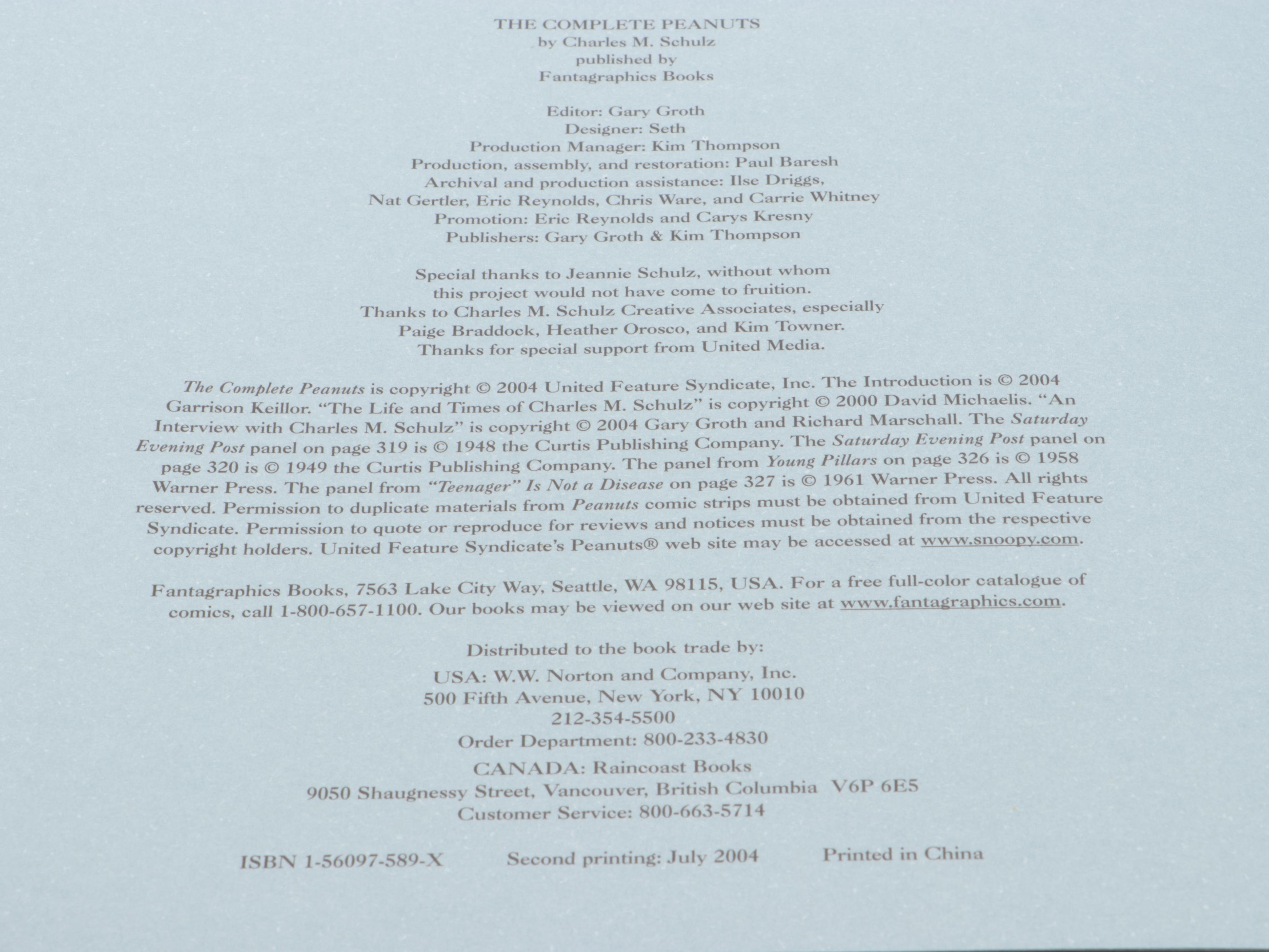 First Edition "The Complete Peanuts, 1950–1954" by Charles M. Schulz, 2004