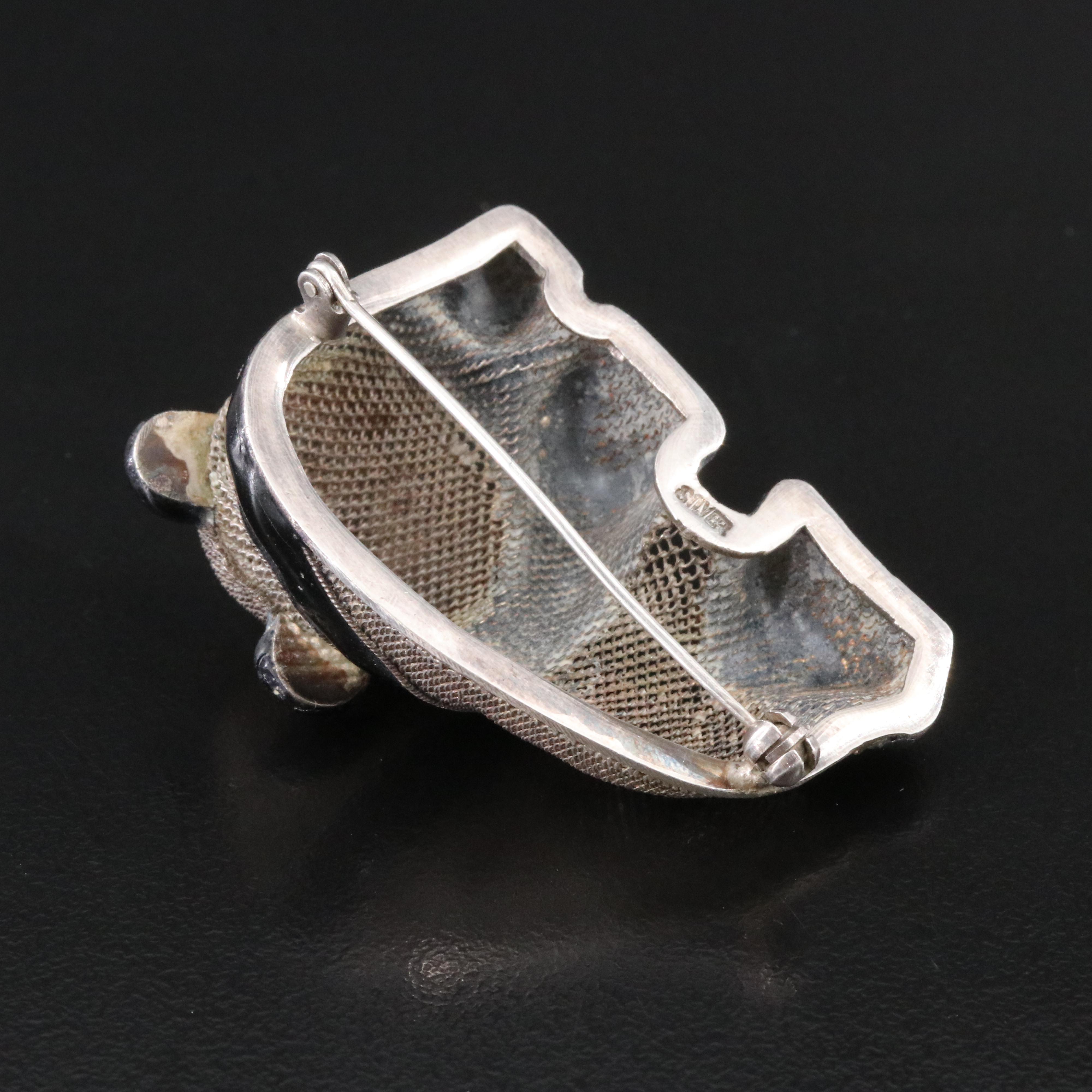 Sterling Ruby and Enamel Panda Brooch