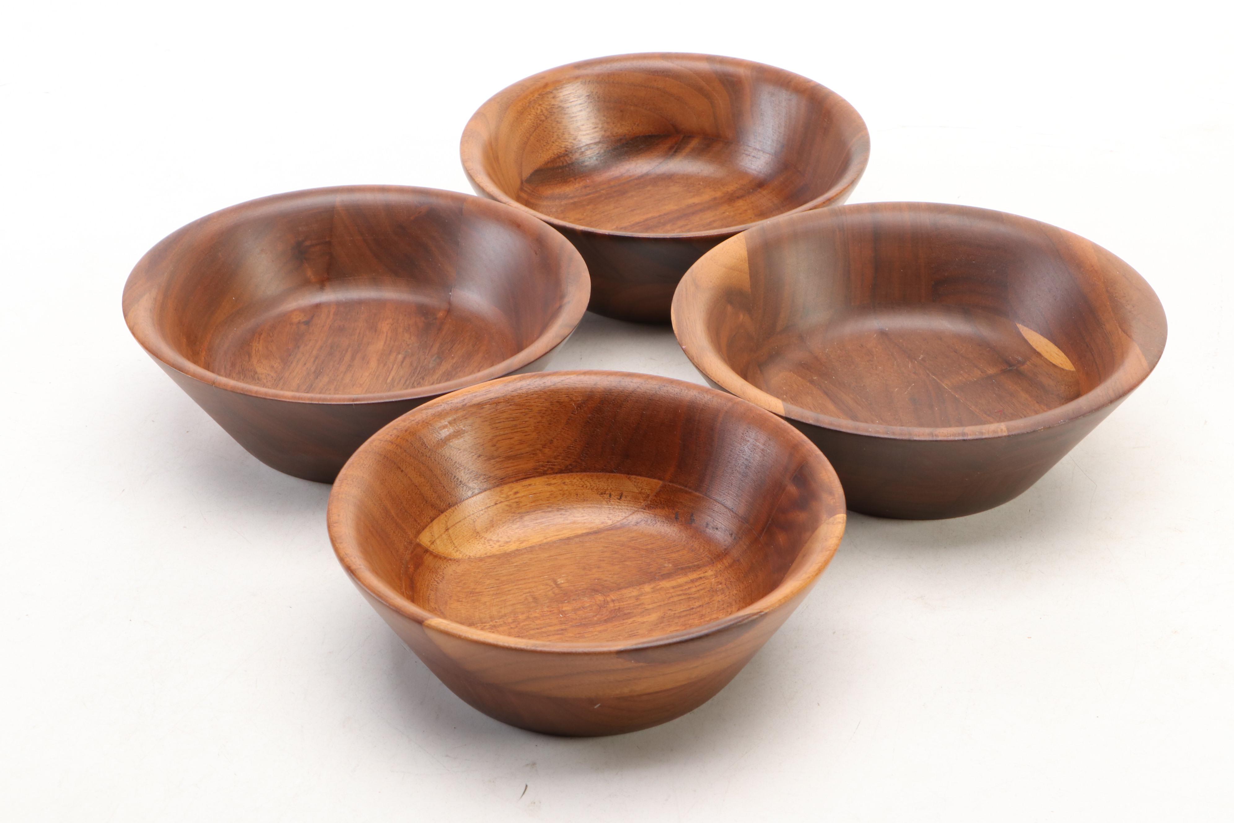 Burled Walnut Salad Bowl Set