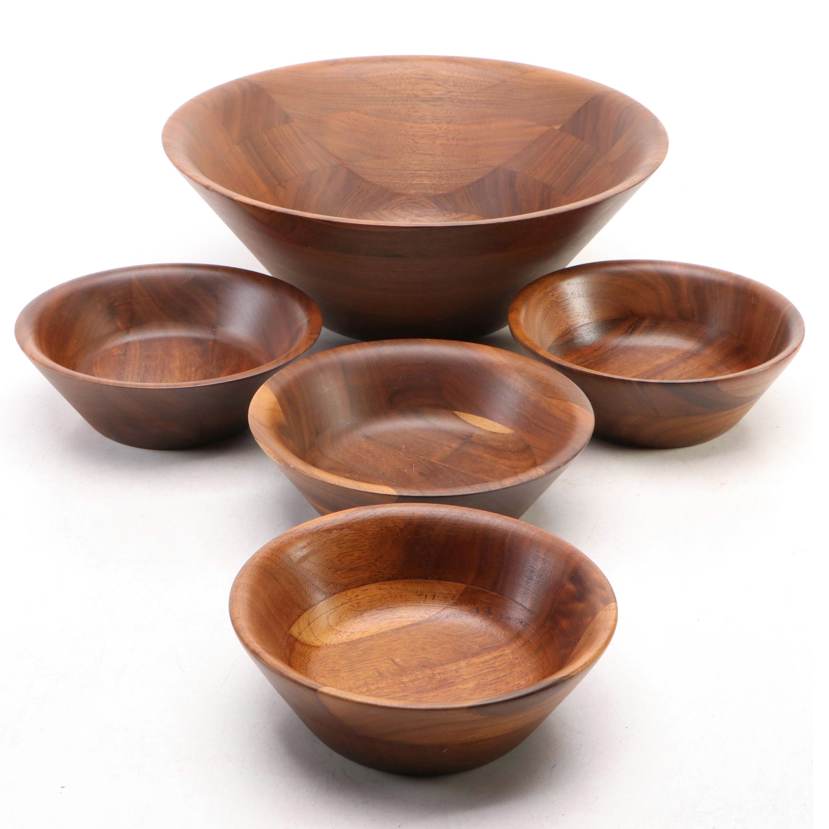Burled Walnut Salad Bowl Set