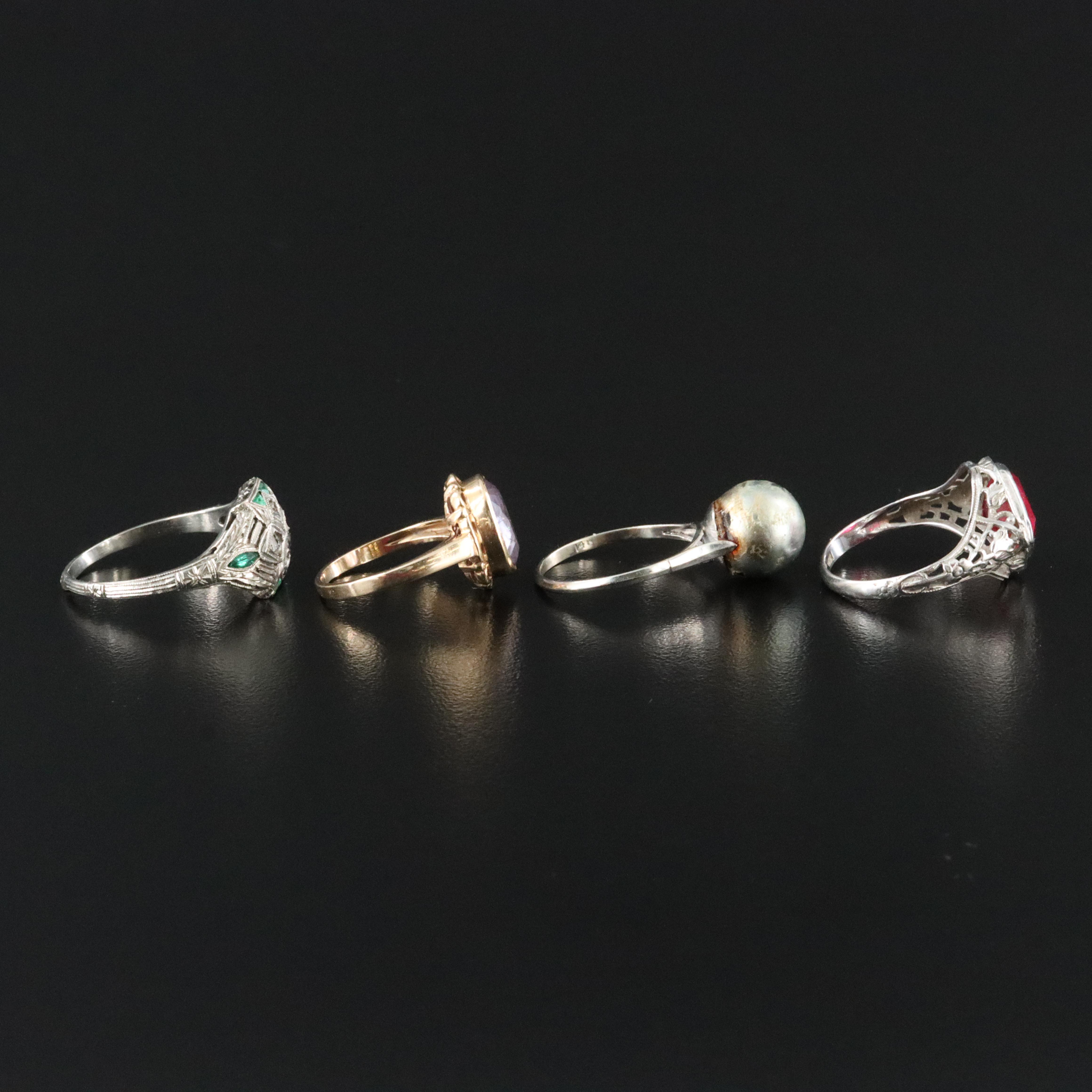 14K and 18K Sapphire, Ruby, and Diamond Ring Collection Including Vintage