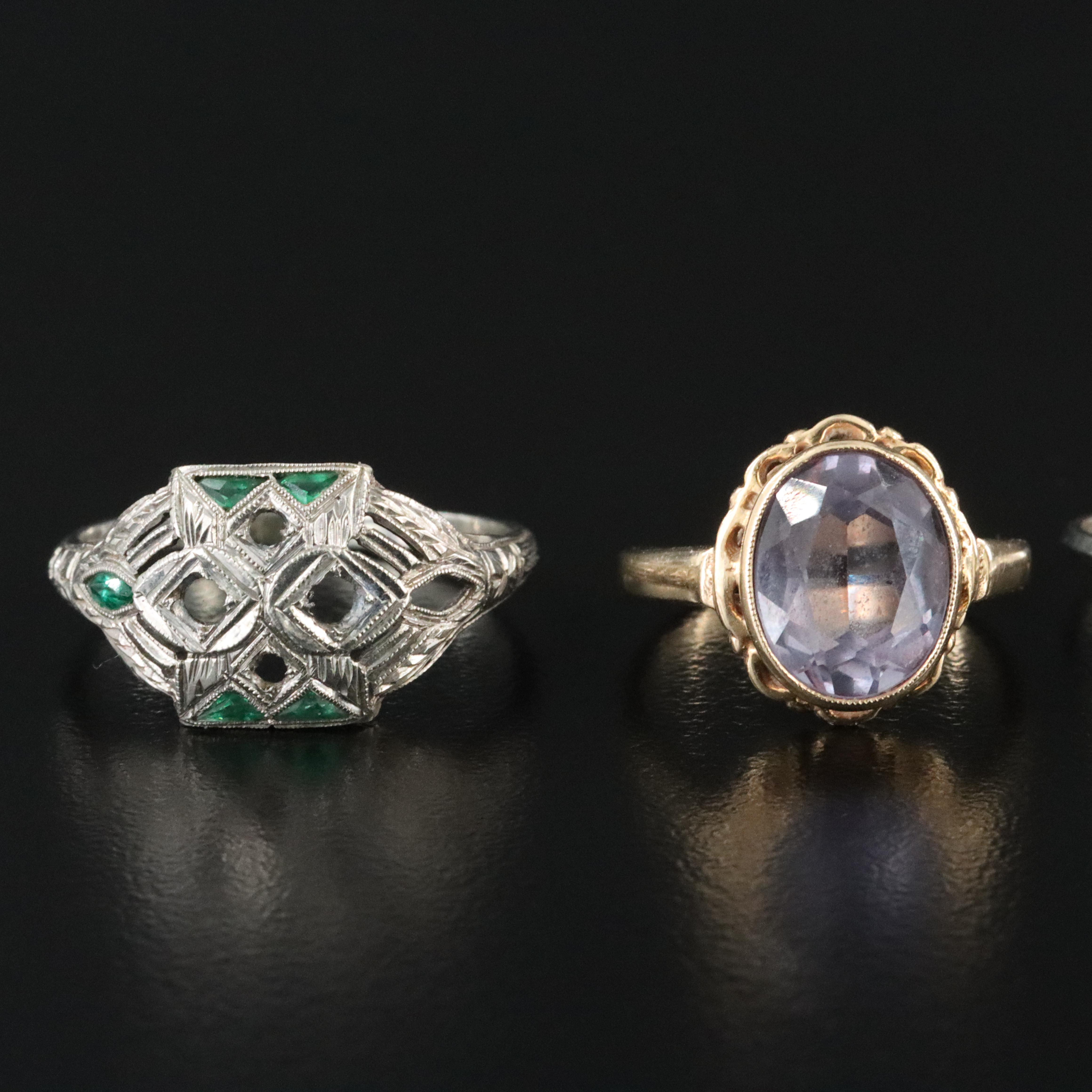 14K and 18K Sapphire, Ruby, and Diamond Ring Collection Including Vintage