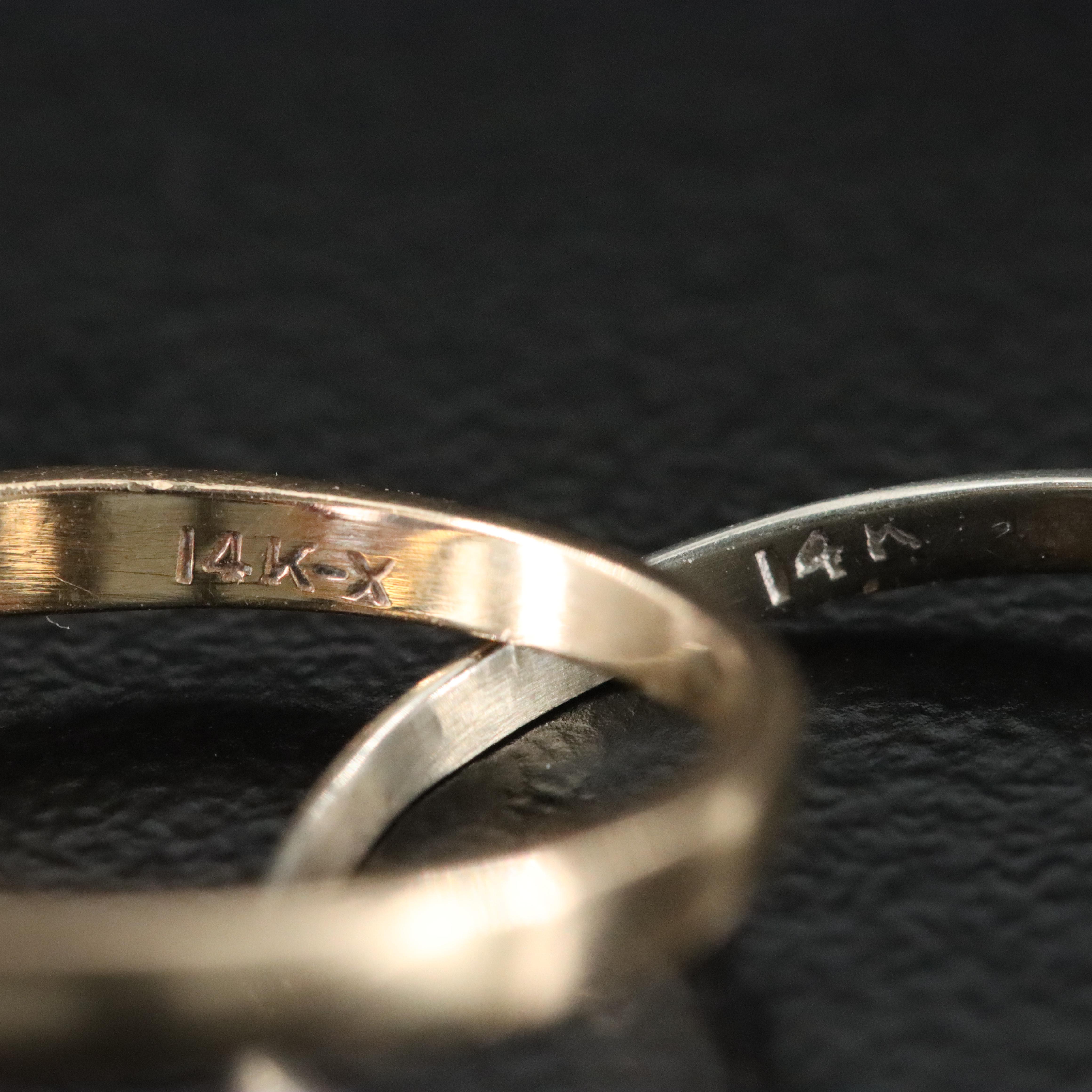 14K and 18K Sapphire, Ruby, and Diamond Ring Collection Including Vintage