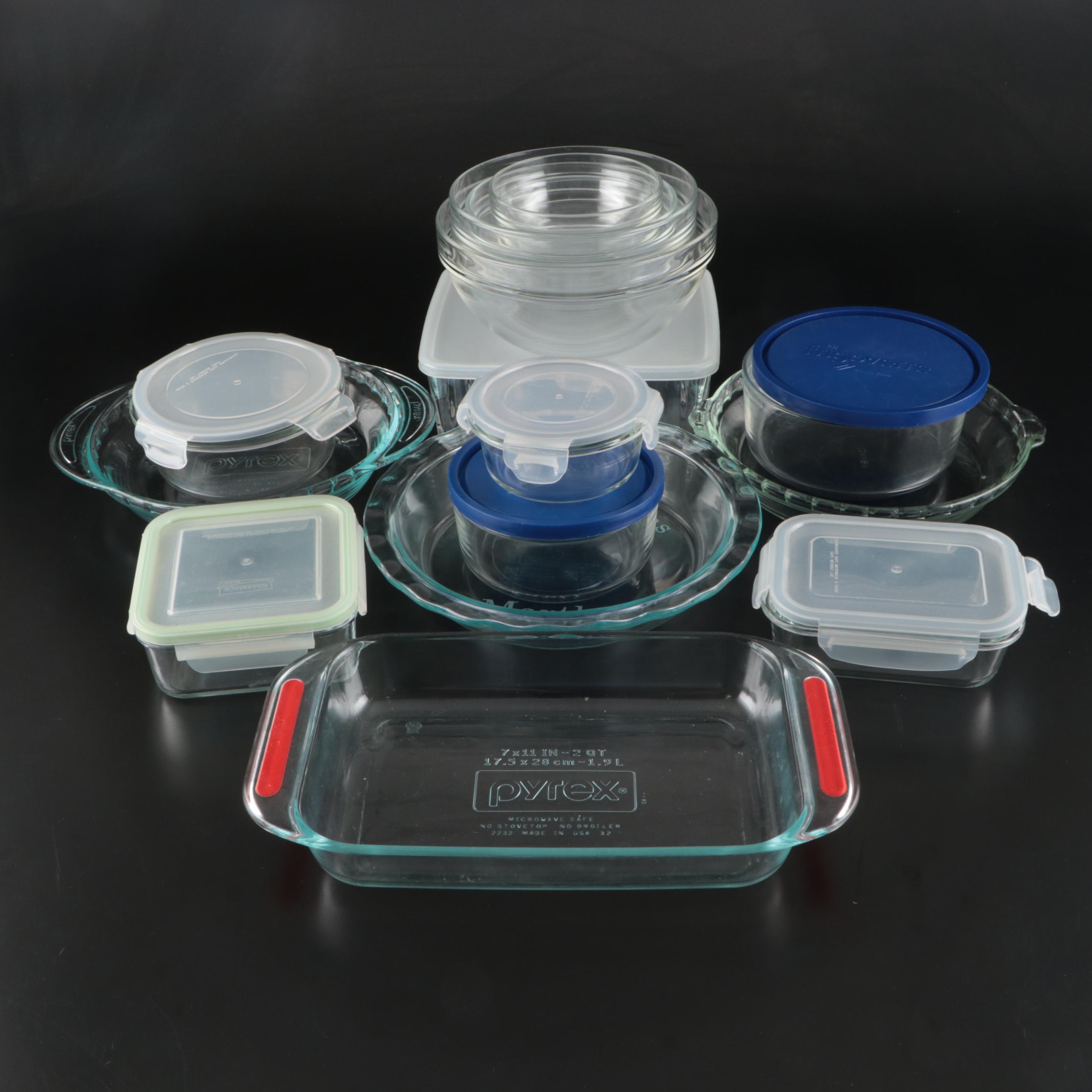 Pyrex with Other Glass Mixing Bowls, Pie Pans, and Food Storage Containers