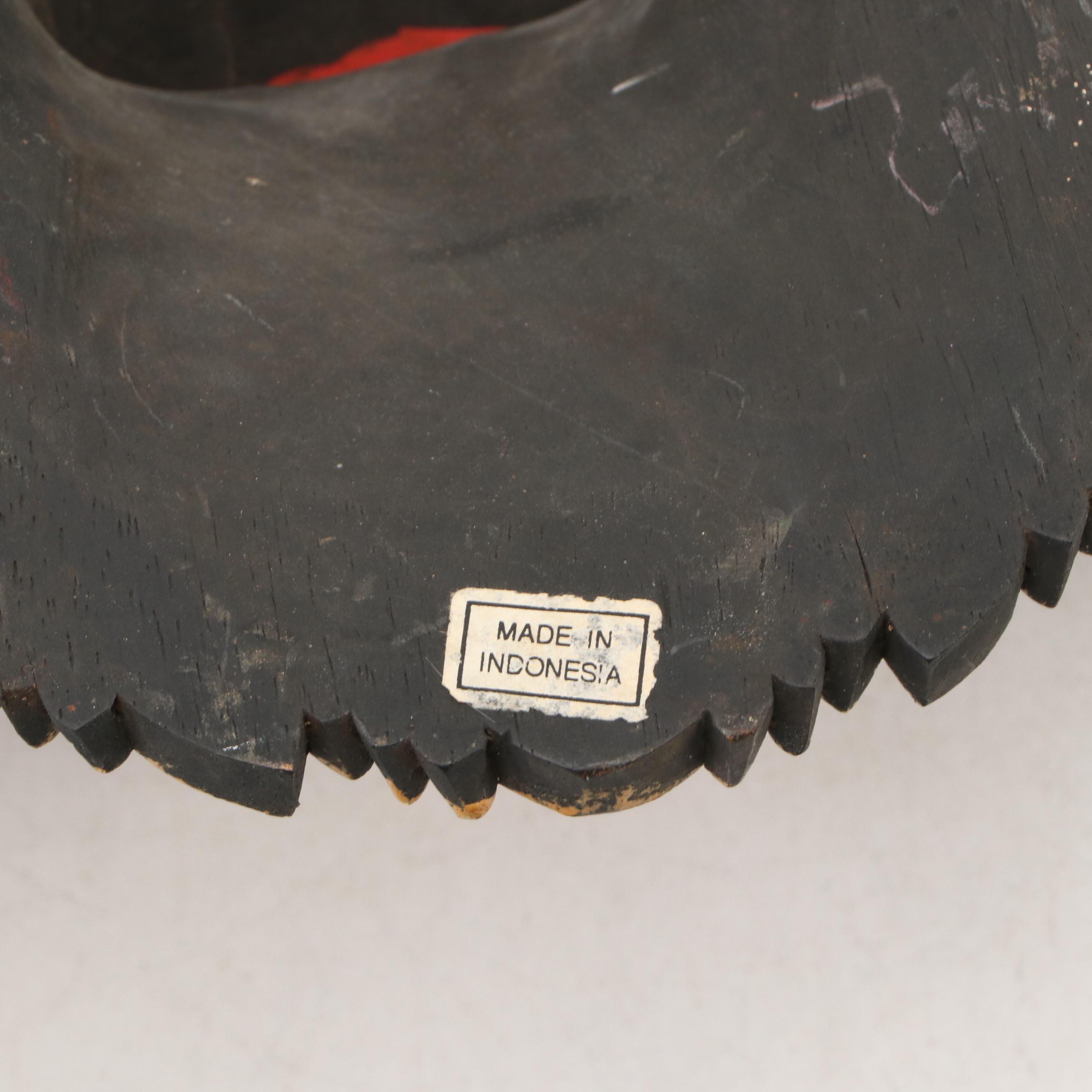 Indonesian Hand-Carved Wood Barong Mask and Garuda Mask