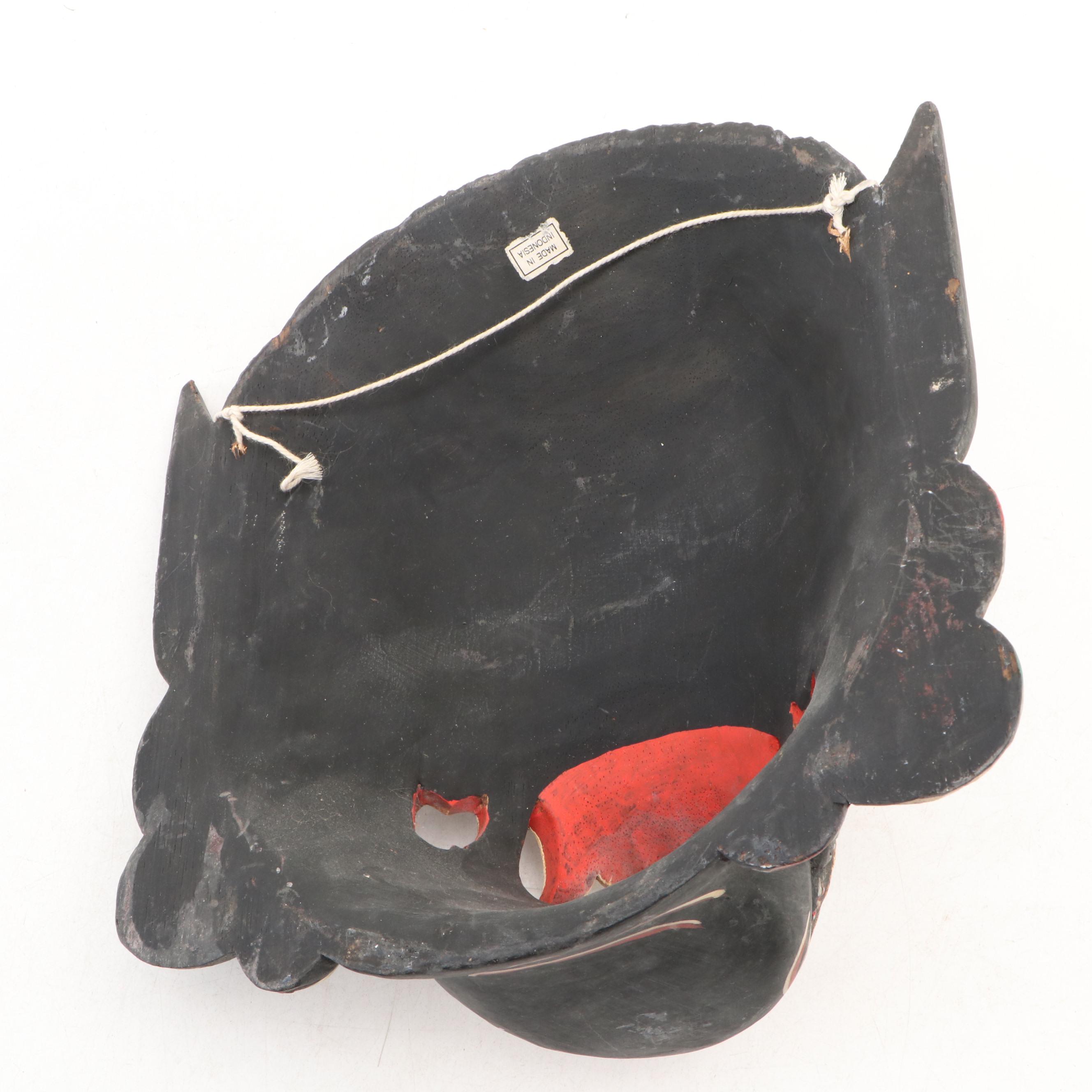 Indonesian Hand-Carved Wood Barong Mask and Garuda Mask