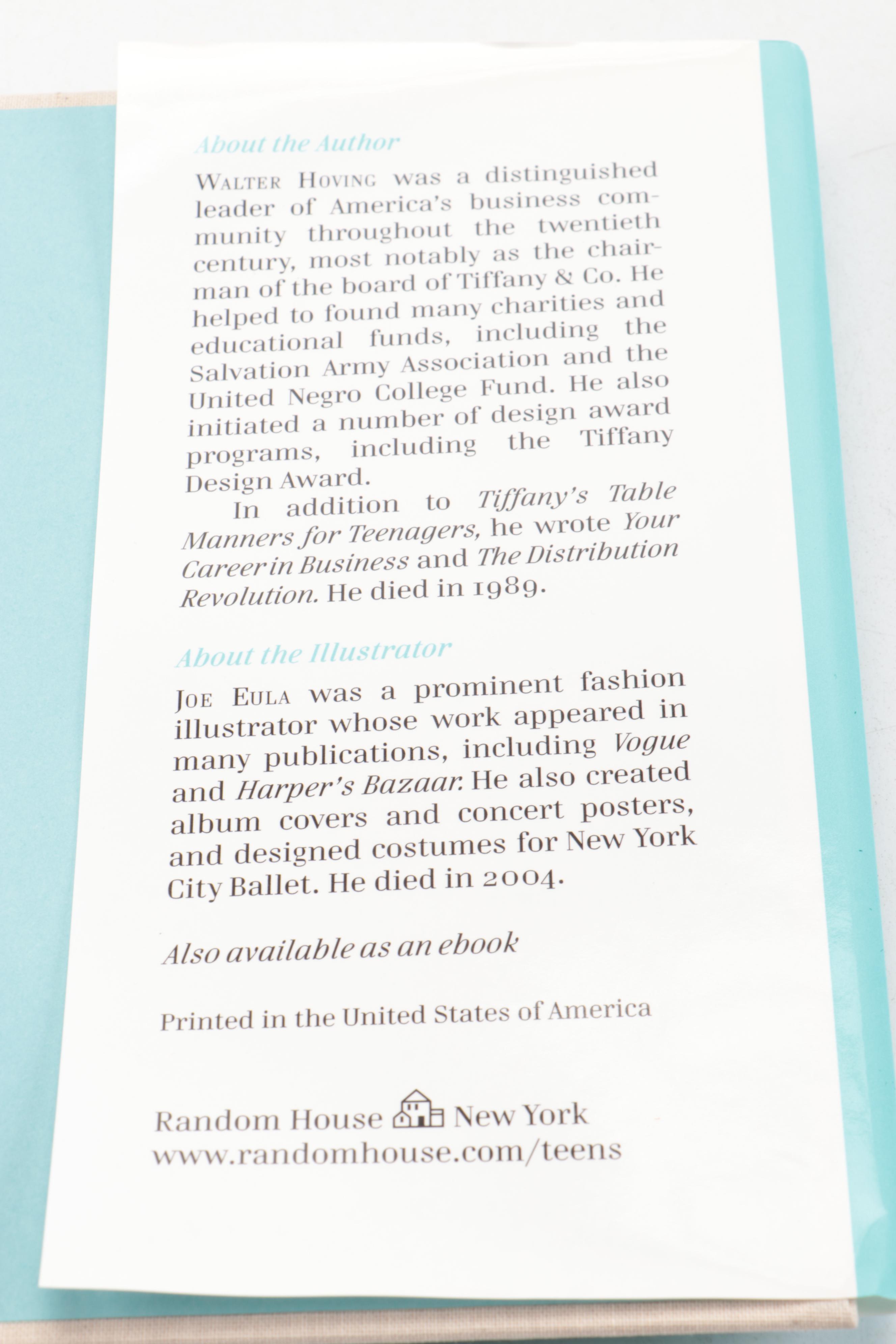 50th Anniversary Edition "Tiffany's Table Manners for Teenagers" by W. Hoving