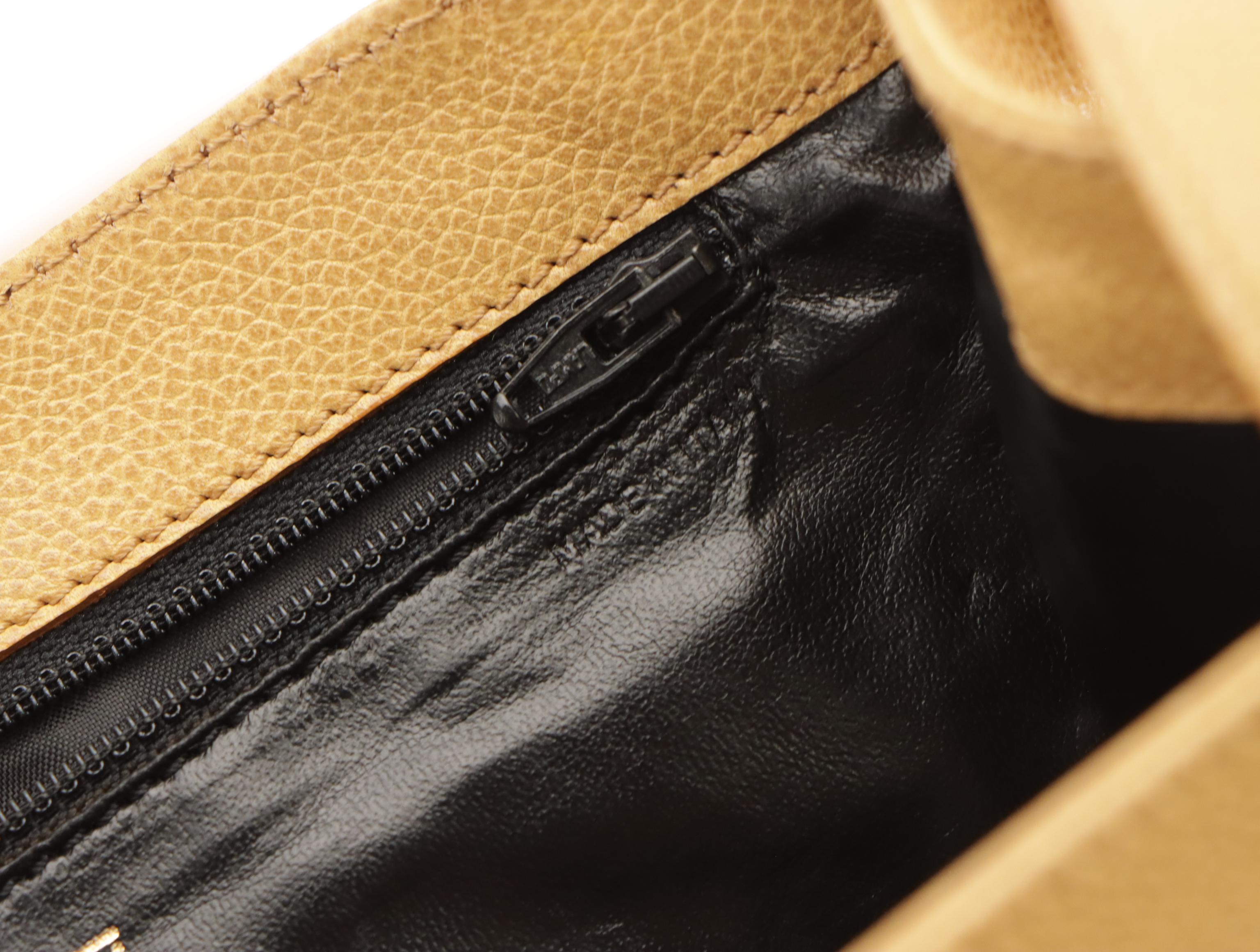 Givenchy Vintage Front-Flap Shoulder Bag in Beige Grained Leather