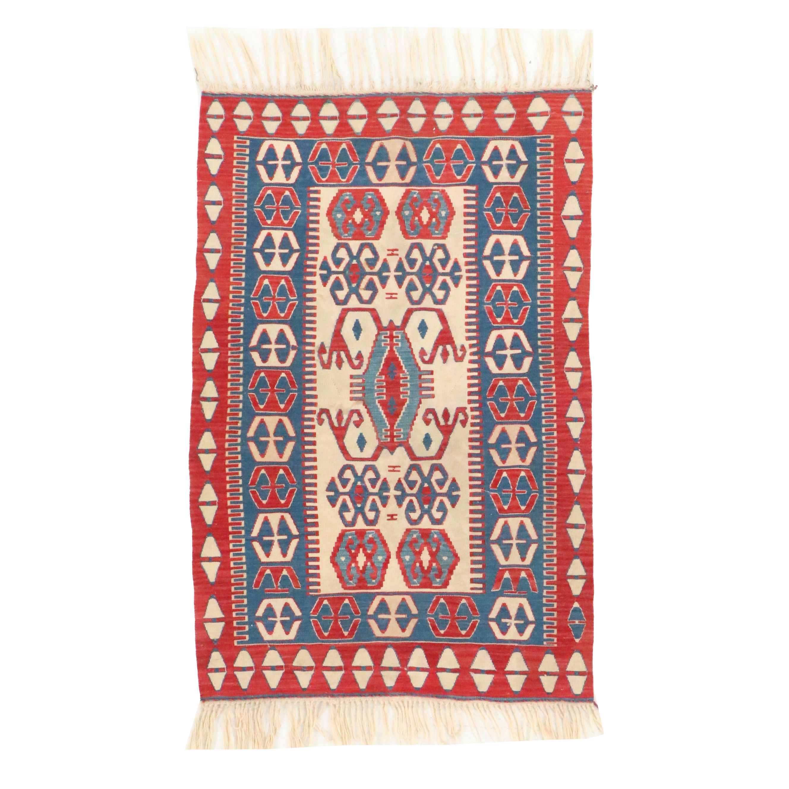 3'7 x 6'1 Handwoven Turkish Bergama Kilim Area Rug