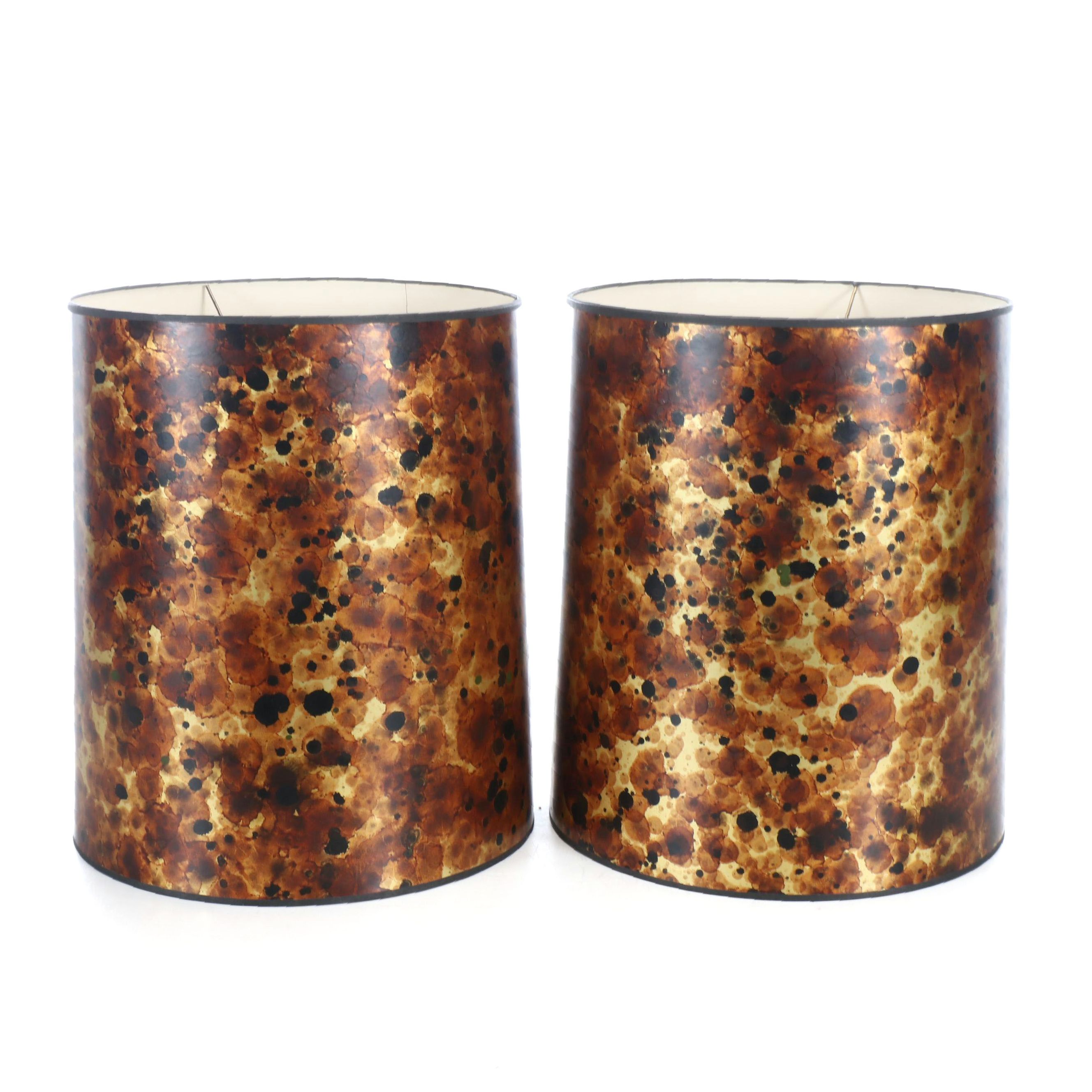 Vintage Tortoiseshell Pattern Lampshade Pair, Mid to Late 20th Century